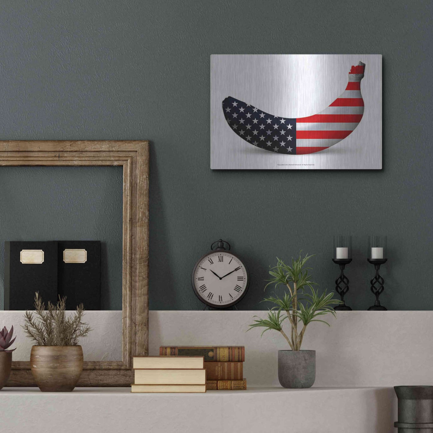 Luxe Metal Art 'American Banana' by Roozbeh Bahramali, Metal Wall Art,16x12