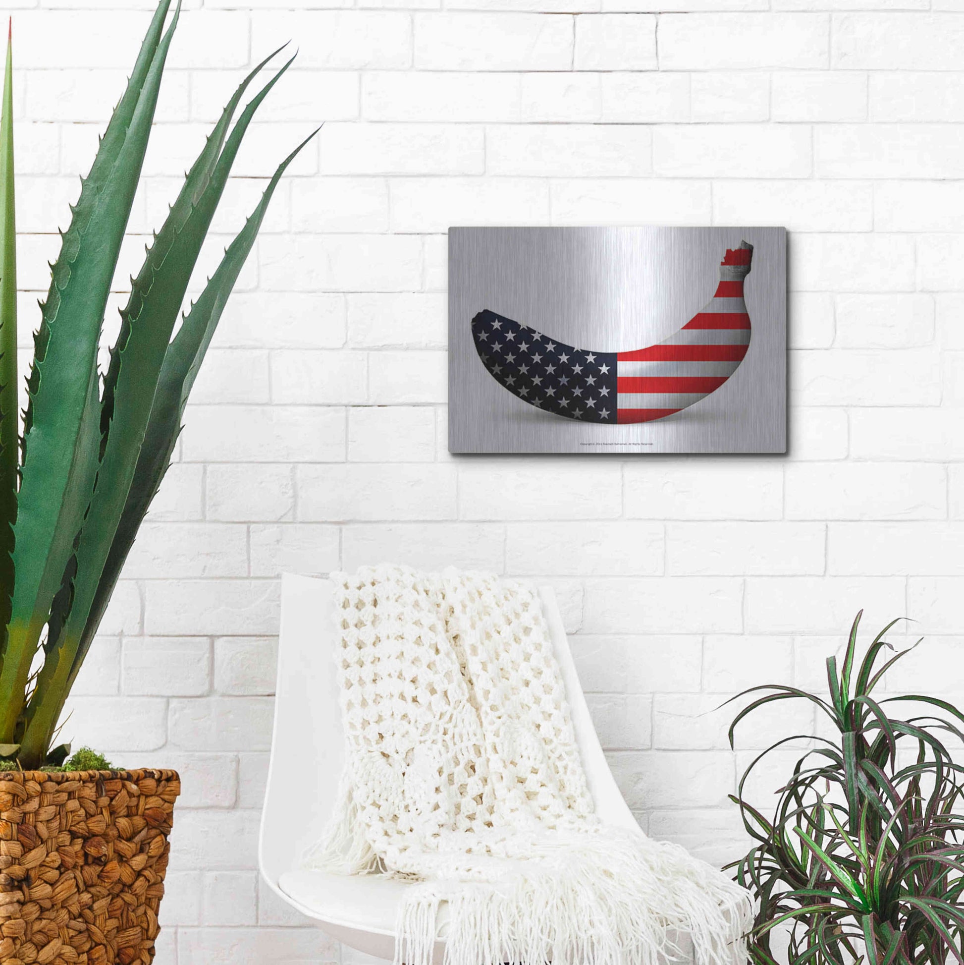 Luxe Metal Art 'American Banana' by Roozbeh Bahramali, Metal Wall Art,16x12