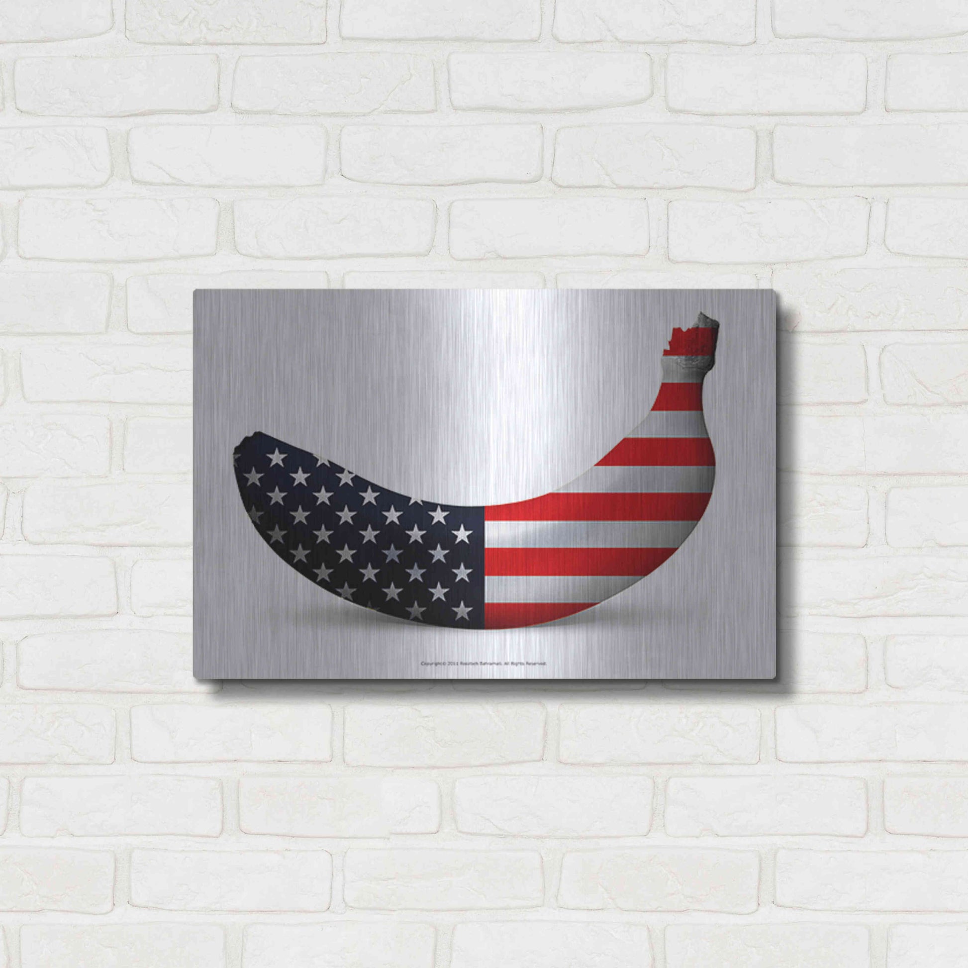 Luxe Metal Art 'American Banana' by Roozbeh Bahramali, Metal Wall Art,24x16