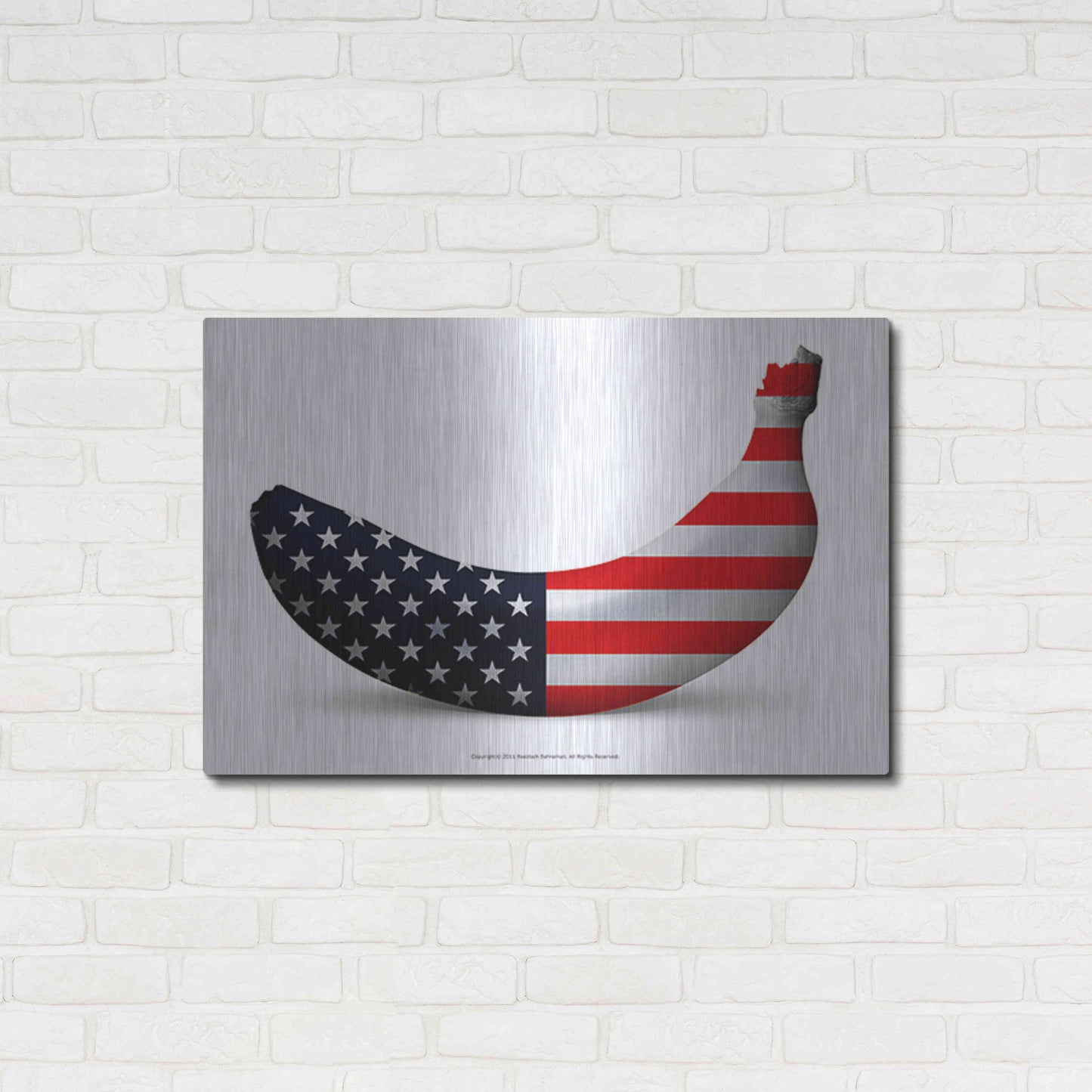 Luxe Metal Art 'American Banana' by Roozbeh Bahramali, Metal Wall Art,36x24