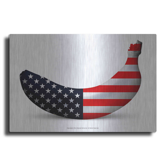 Luxe Metal Art 'American Banana' by Roozbeh Bahramali, Metal Wall Art