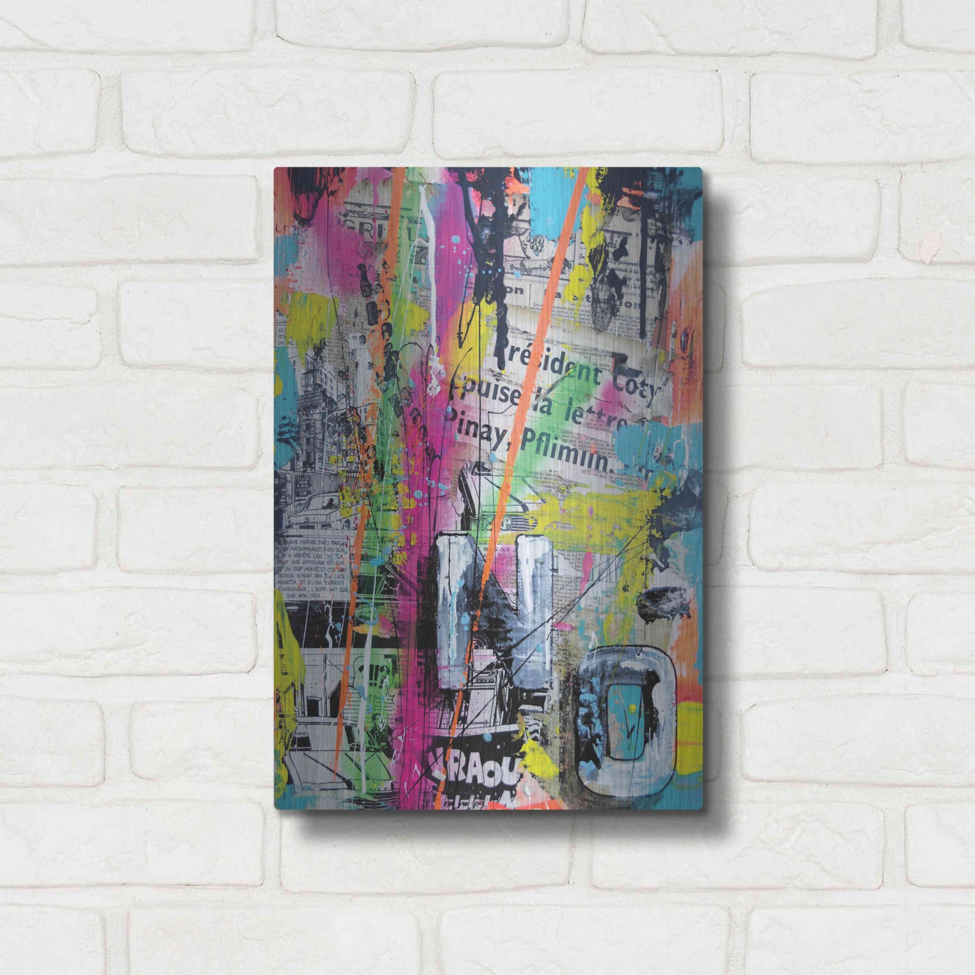 Luxe Metal Art 'Colorful Denial' by David Drioton, Metal Wall Art,12x16