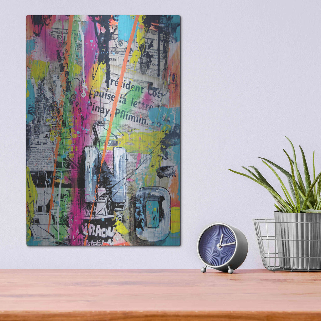 Luxe Metal Art 'Colorful Denial' by David Drioton, Metal Wall Art,12x16