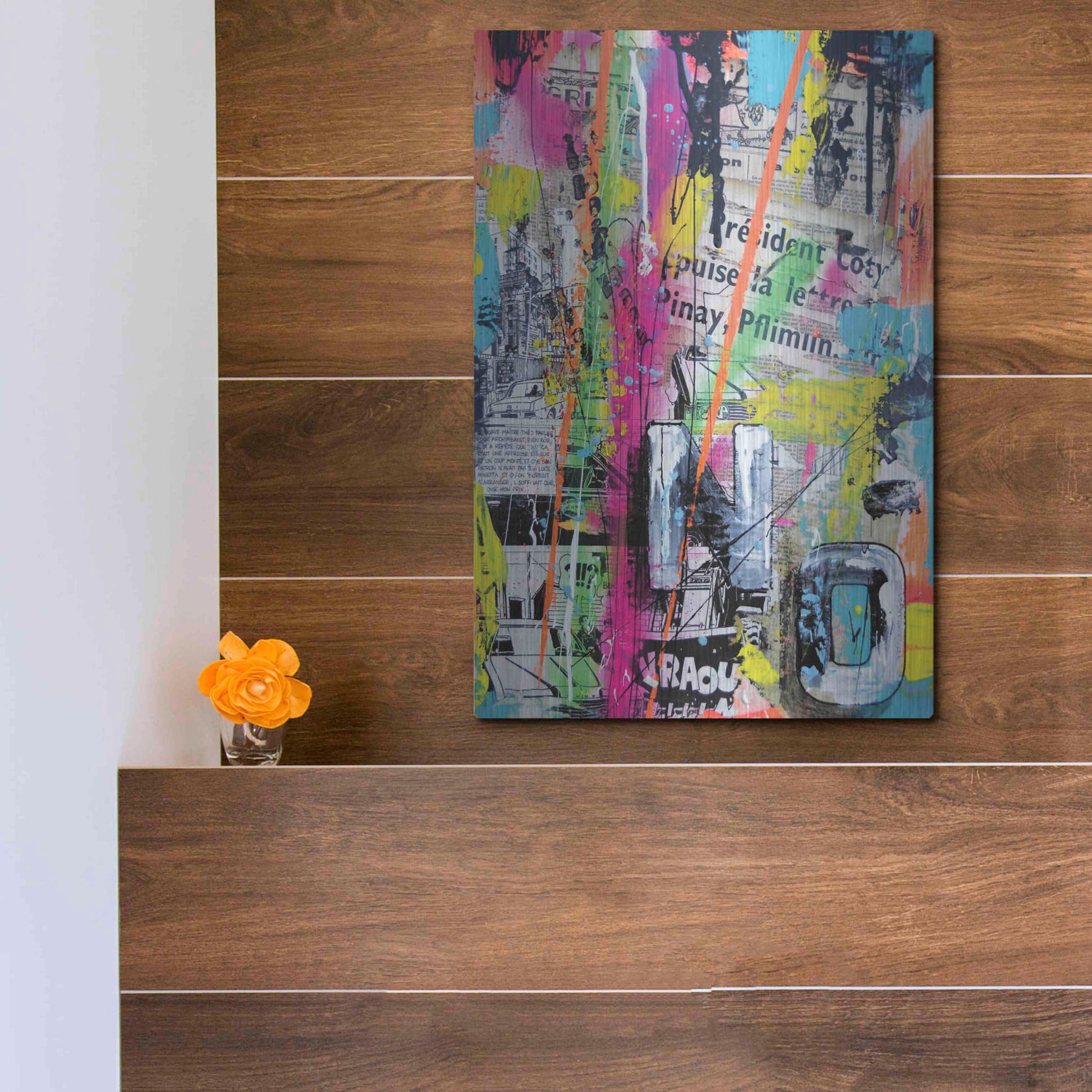 Luxe Metal Art 'Colorful Denial' by David Drioton, Metal Wall Art,12x16