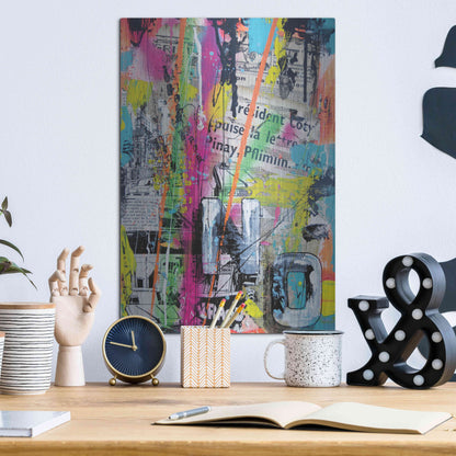 Luxe Metal Art 'Colorful Denial' by David Drioton, Metal Wall Art,12x16