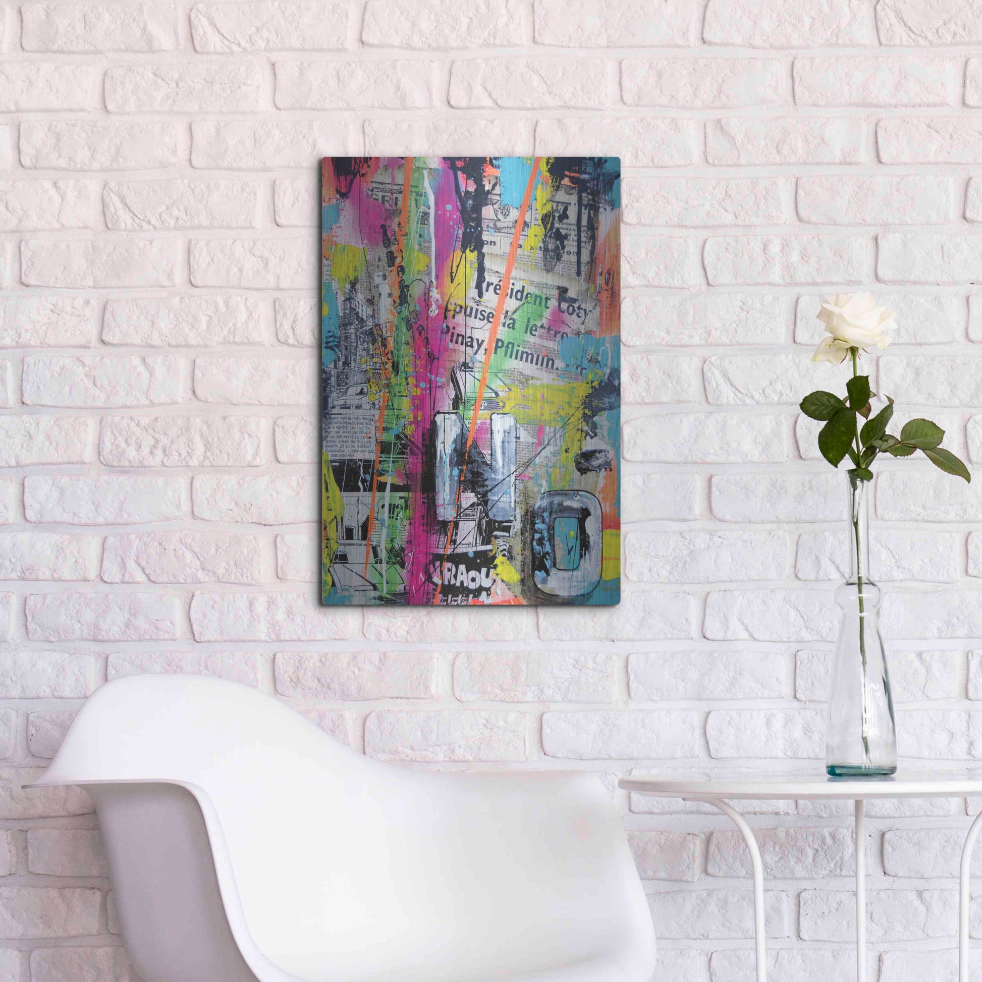 Luxe Metal Art 'Colorful Denial' by David Drioton, Metal Wall Art,16x24