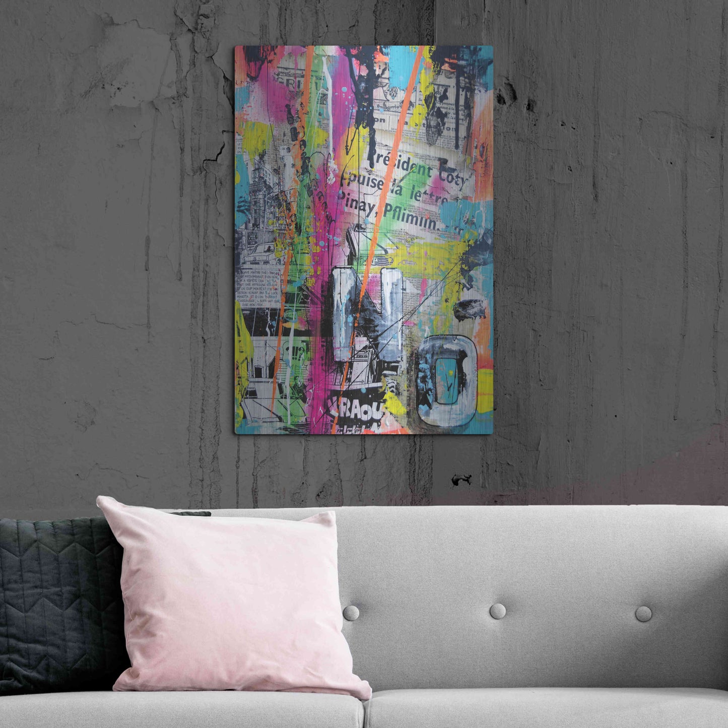 Luxe Metal Art 'Colorful Denial' by David Drioton, Metal Wall Art,24x36