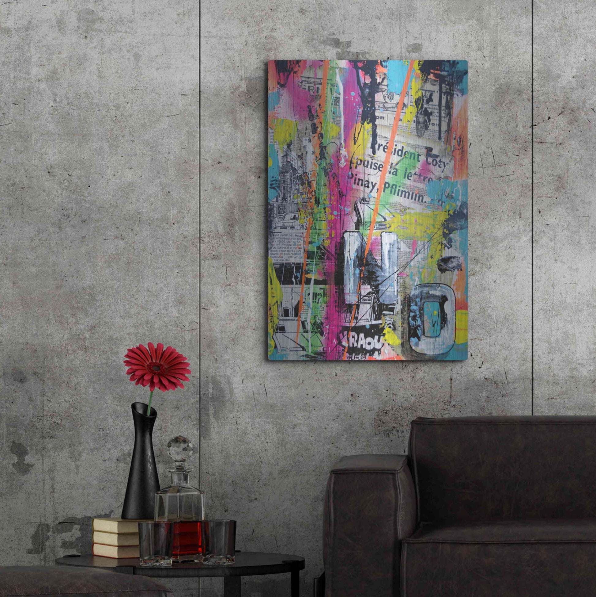 Luxe Metal Art 'Colorful Denial' by David Drioton, Metal Wall Art,24x36
