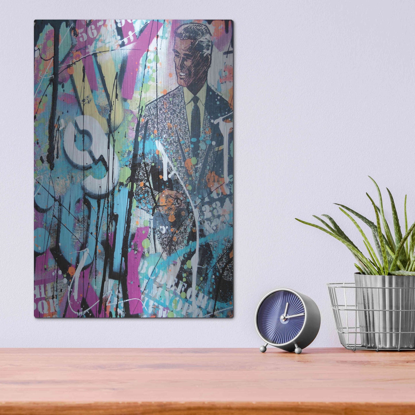 Luxe Metal Art 'Graffiti comics' by David Drioton, Metal Wall Art,12x16