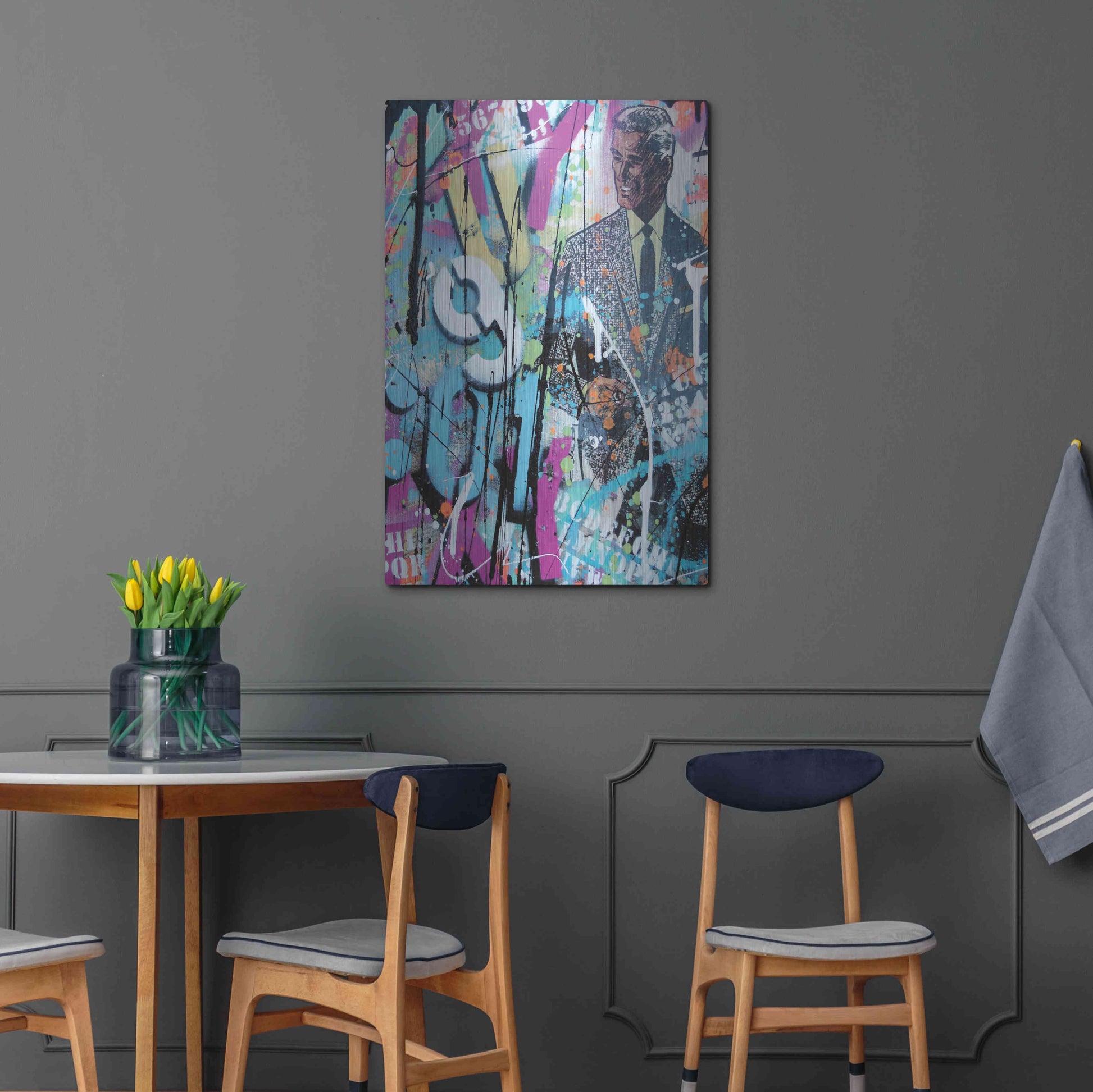 Luxe Metal Art 'Graffiti comics' by David Drioton, Metal Wall Art,24x36