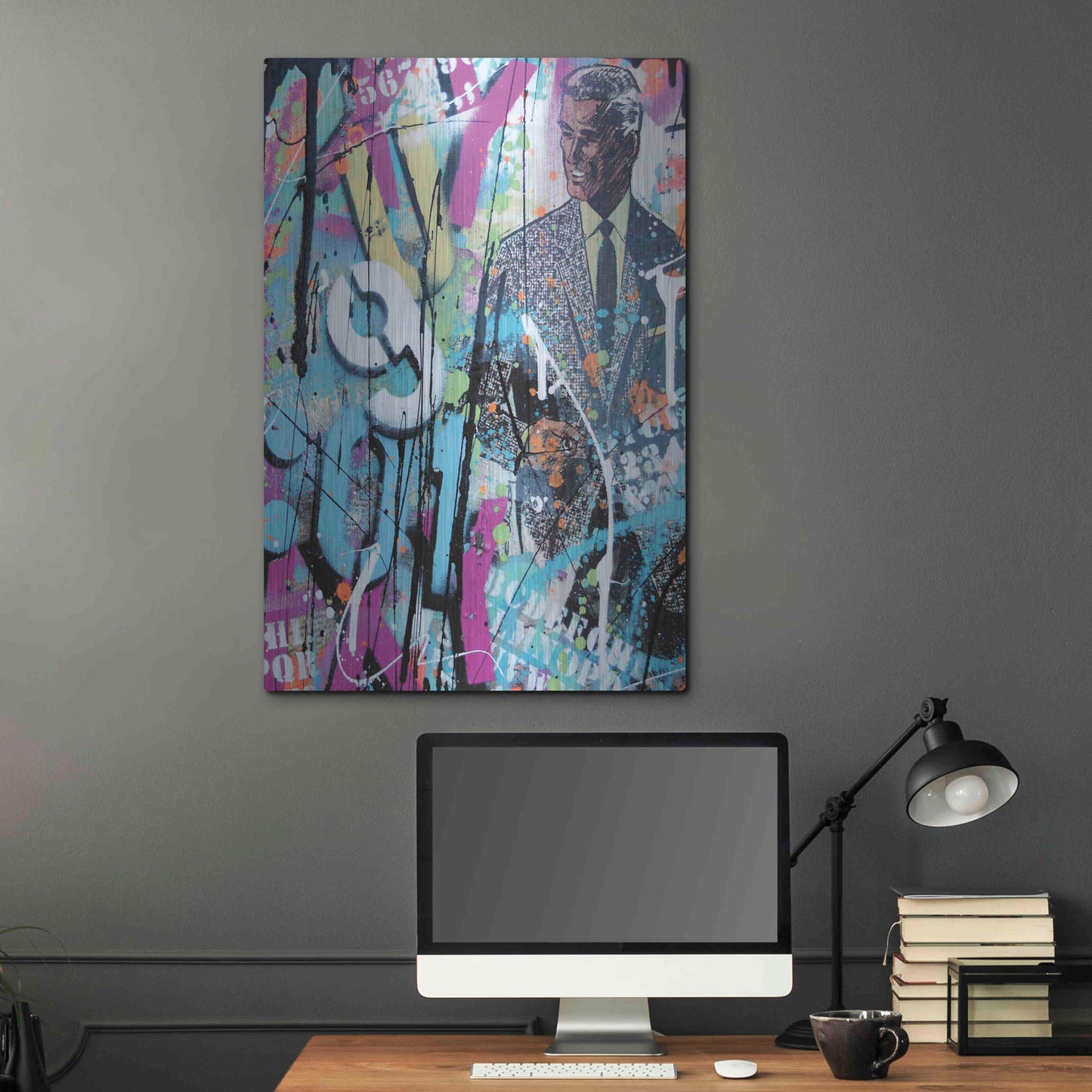 Luxe Metal Art 'Graffiti comics' by David Drioton, Metal Wall Art,24x36