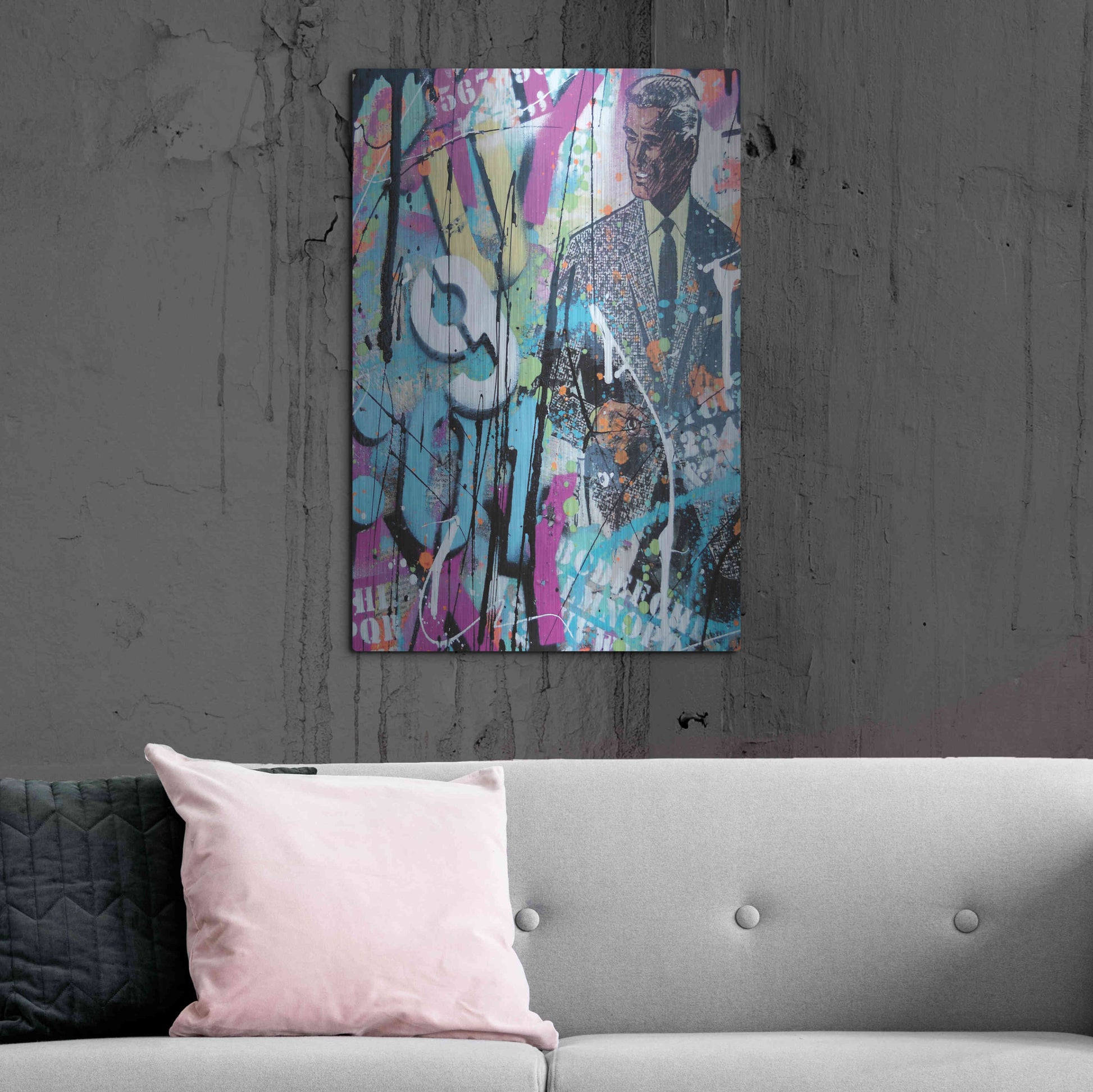 Luxe Metal Art 'Graffiti comics' by David Drioton, Metal Wall Art,24x36
