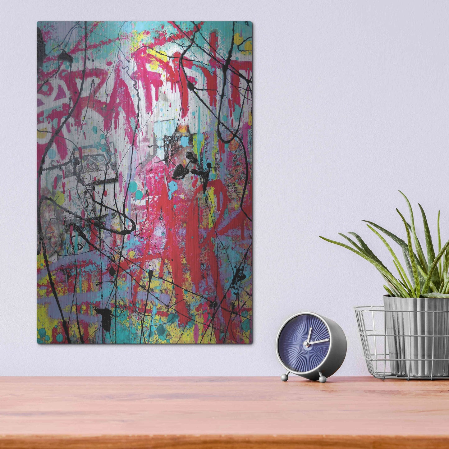 Luxe Metal Art 'Graffiti' by David Drioton, Metal Wall Art,12x16