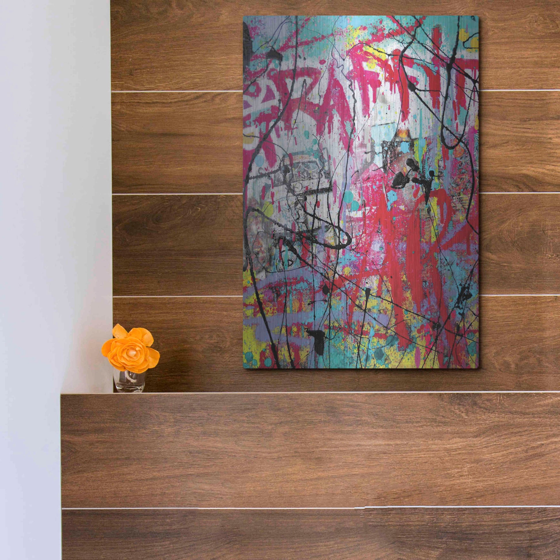 Luxe Metal Art 'Graffiti' by David Drioton, Metal Wall Art,12x16