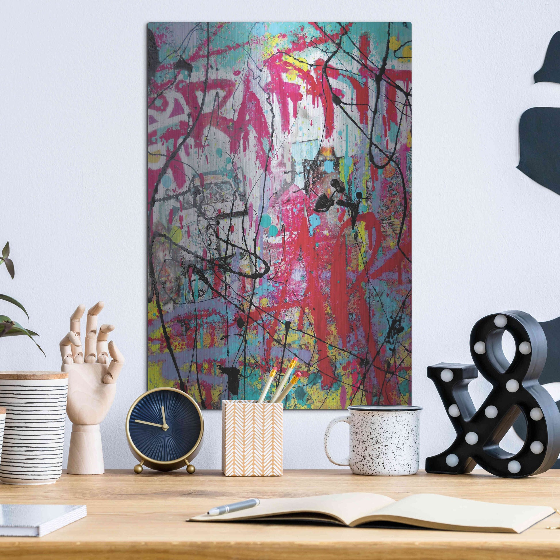 Luxe Metal Art 'Graffiti' by David Drioton, Metal Wall Art,12x16