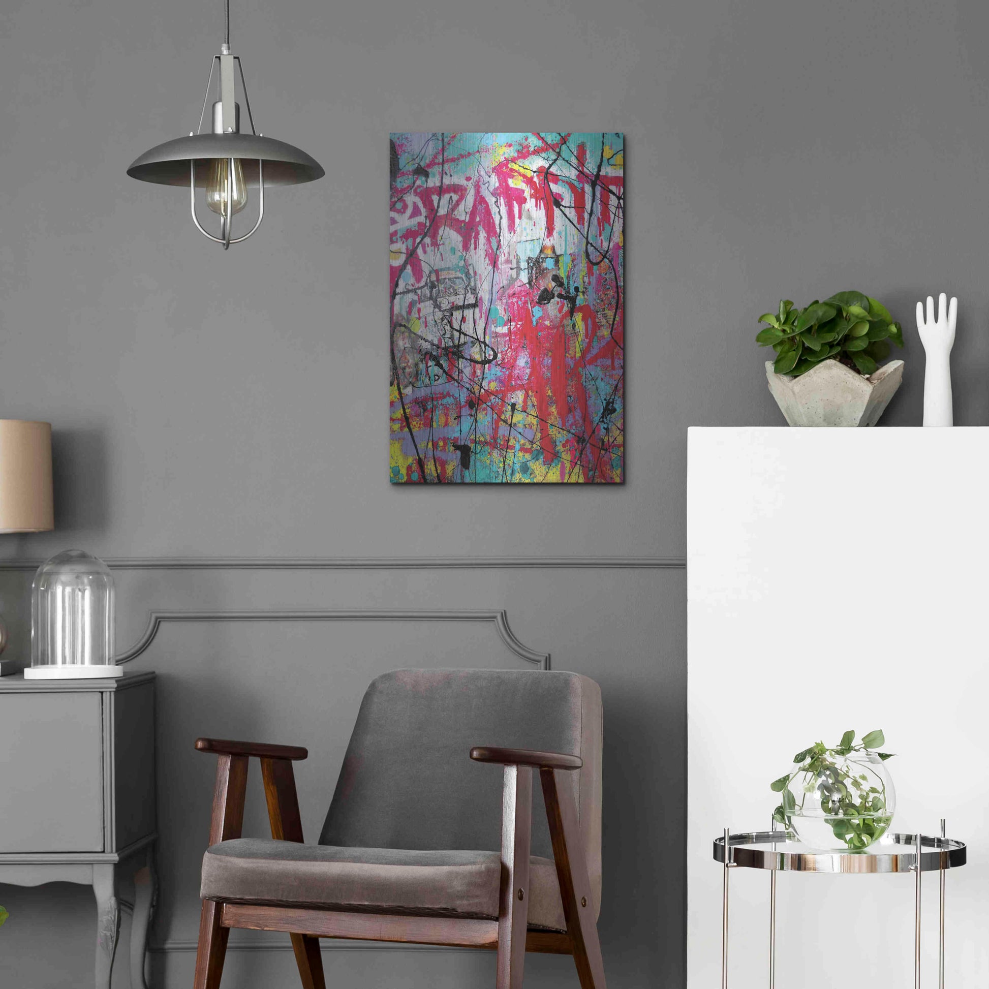 Luxe Metal Art 'Graffiti' by David Drioton, Metal Wall Art,16x24