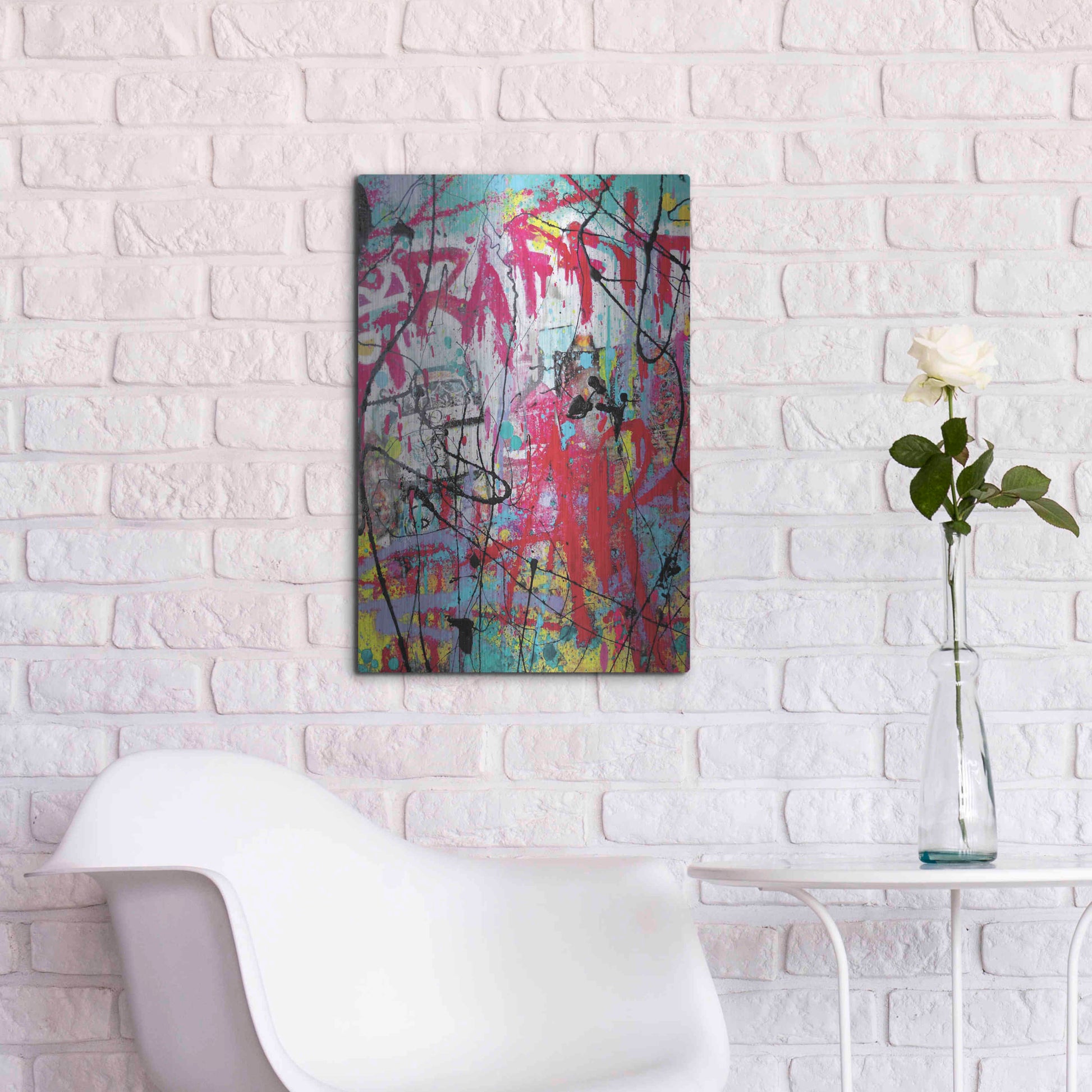 Luxe Metal Art 'Graffiti' by David Drioton, Metal Wall Art,16x24