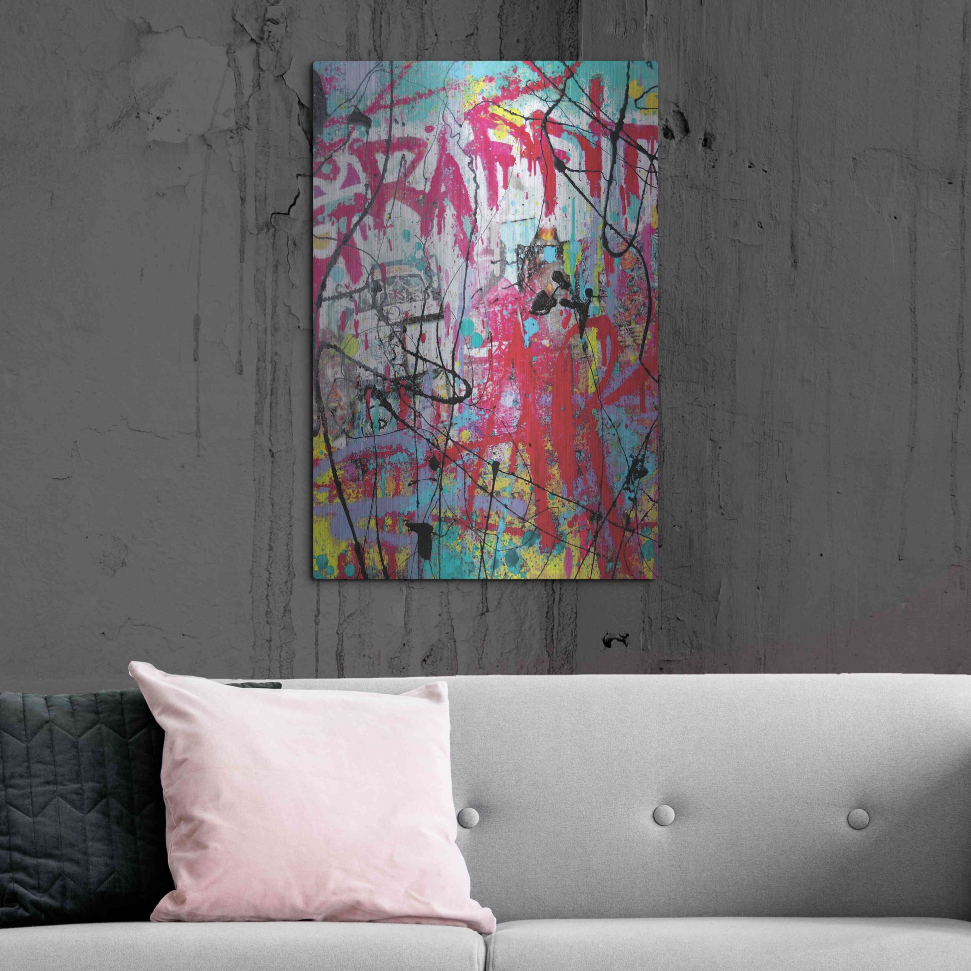 Luxe Metal Art 'Graffiti' by David Drioton, Metal Wall Art,24x36