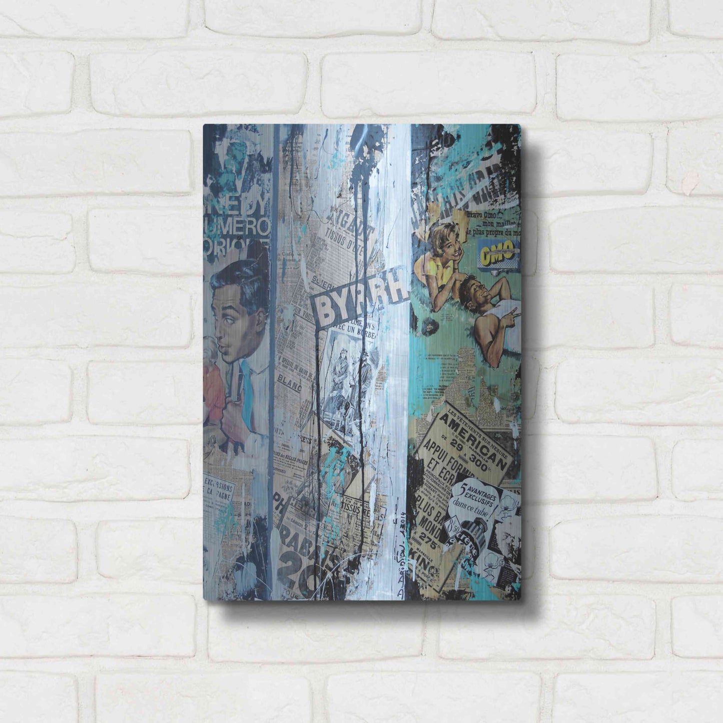 Luxe Metal Art 'Old News 2' by David Drioton, Metal Wall Art,12x16