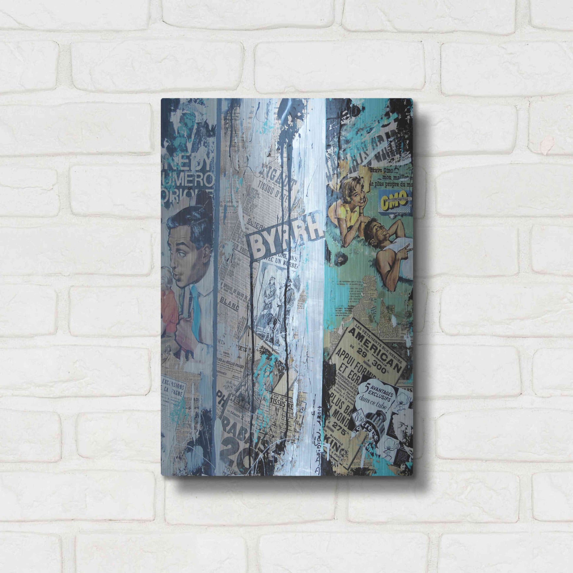Luxe Metal Art 'Old News 2' by David Drioton, Metal Wall Art,12x16