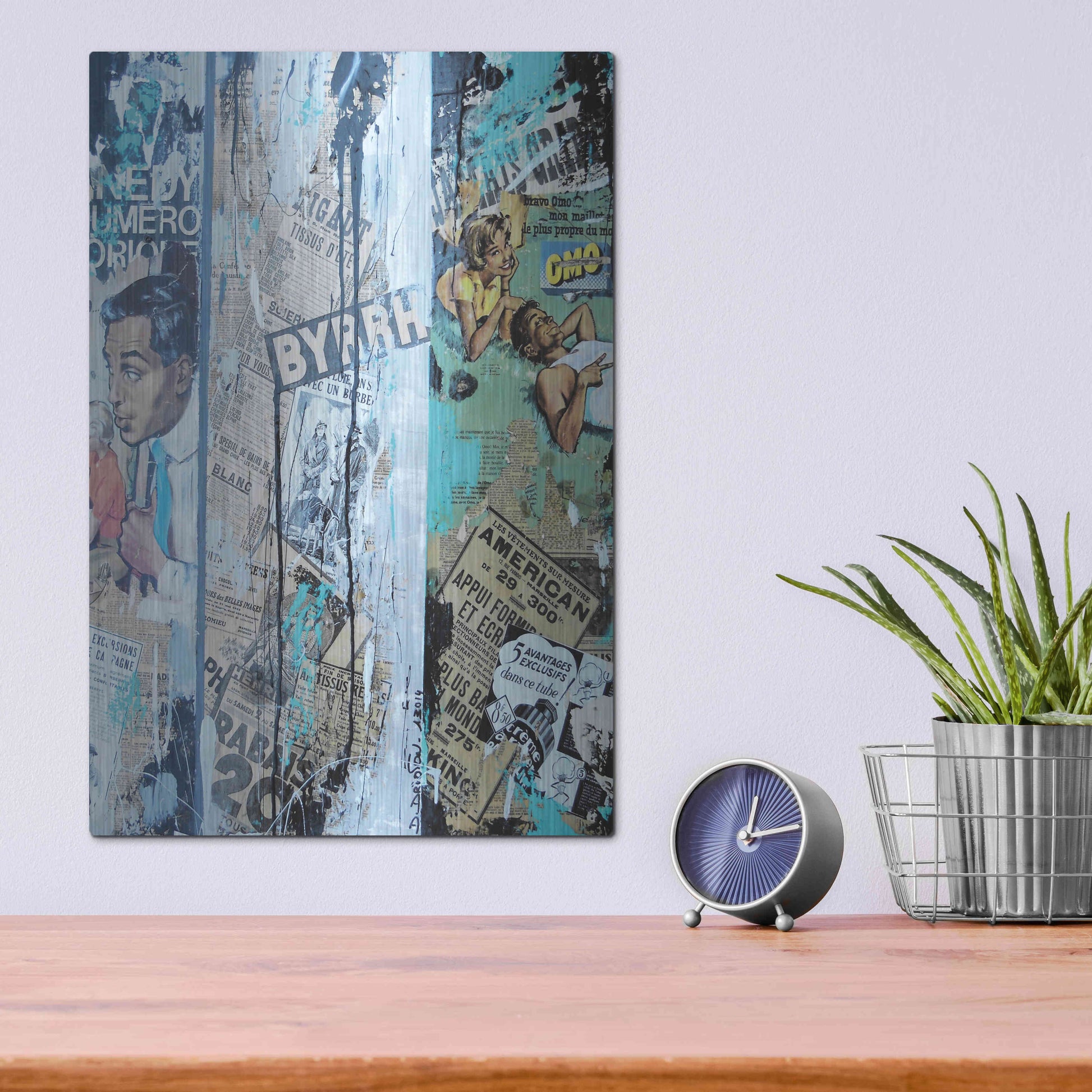 Luxe Metal Art 'Old News 2' by David Drioton, Metal Wall Art,12x16