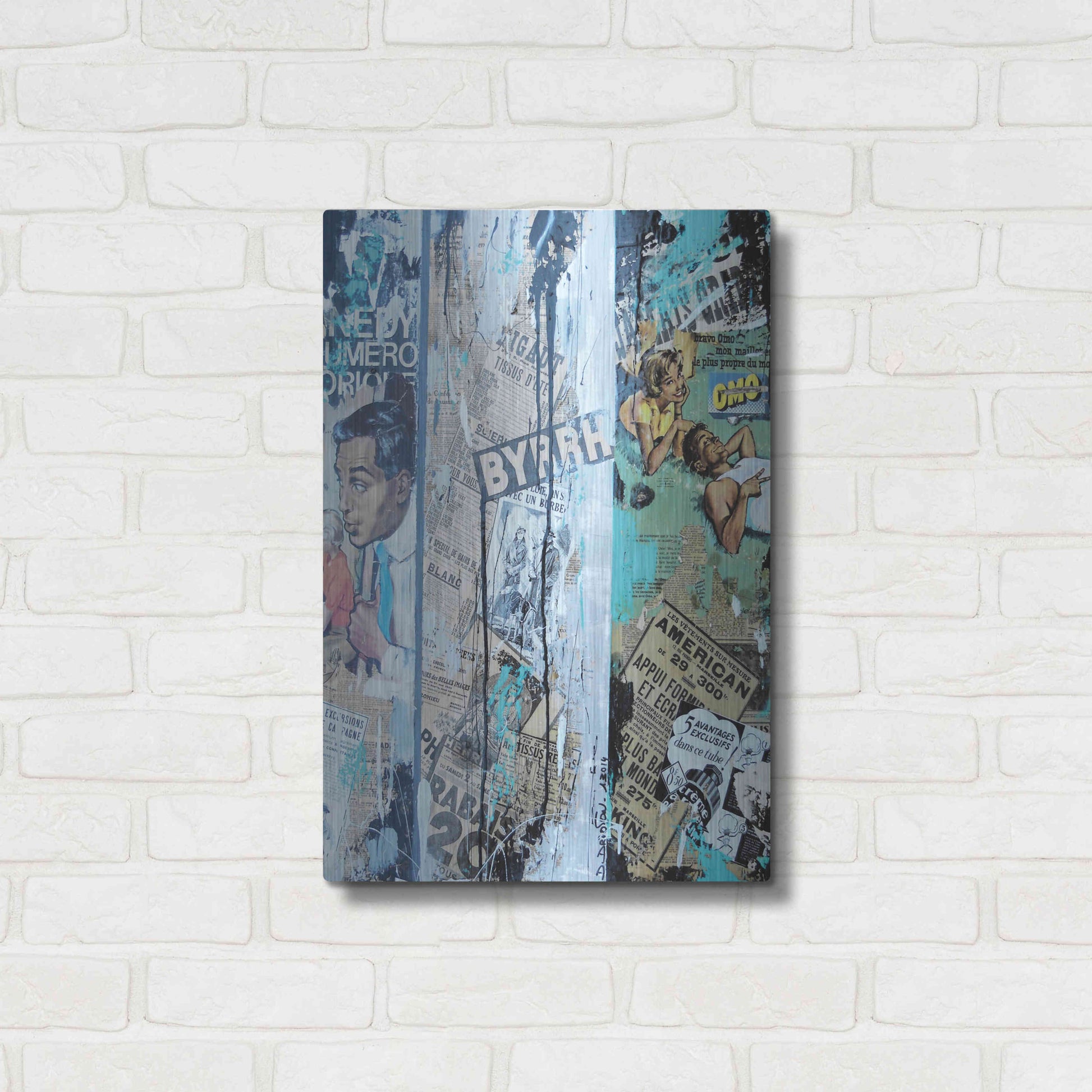 Luxe Metal Art 'Old News 2' by David Drioton, Metal Wall Art,16x24