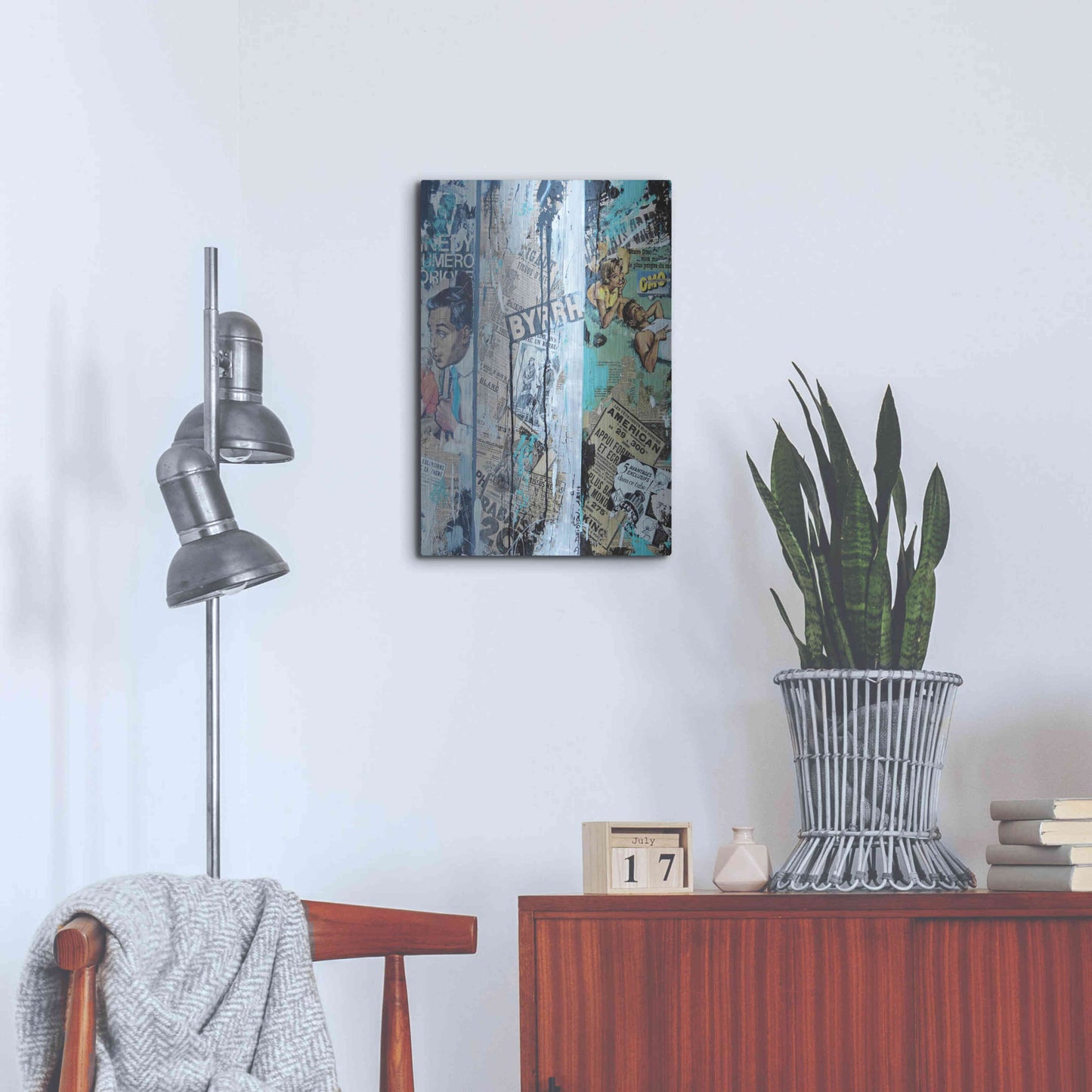 Luxe Metal Art 'Old News 2' by David Drioton, Metal Wall Art,16x24