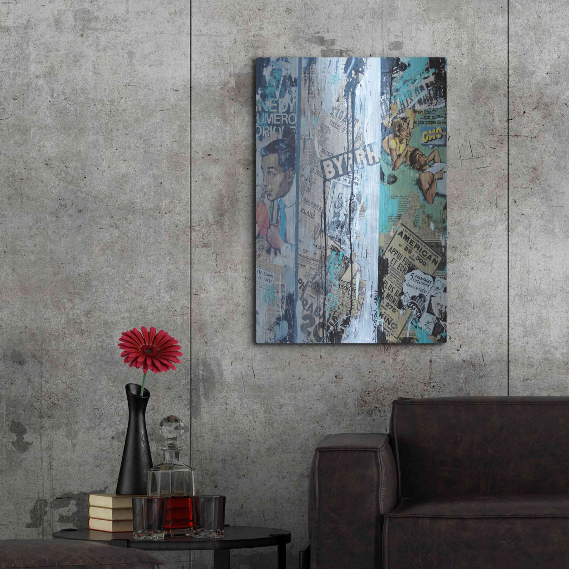 Luxe Metal Art 'Old News 2' by David Drioton, Metal Wall Art,24x36