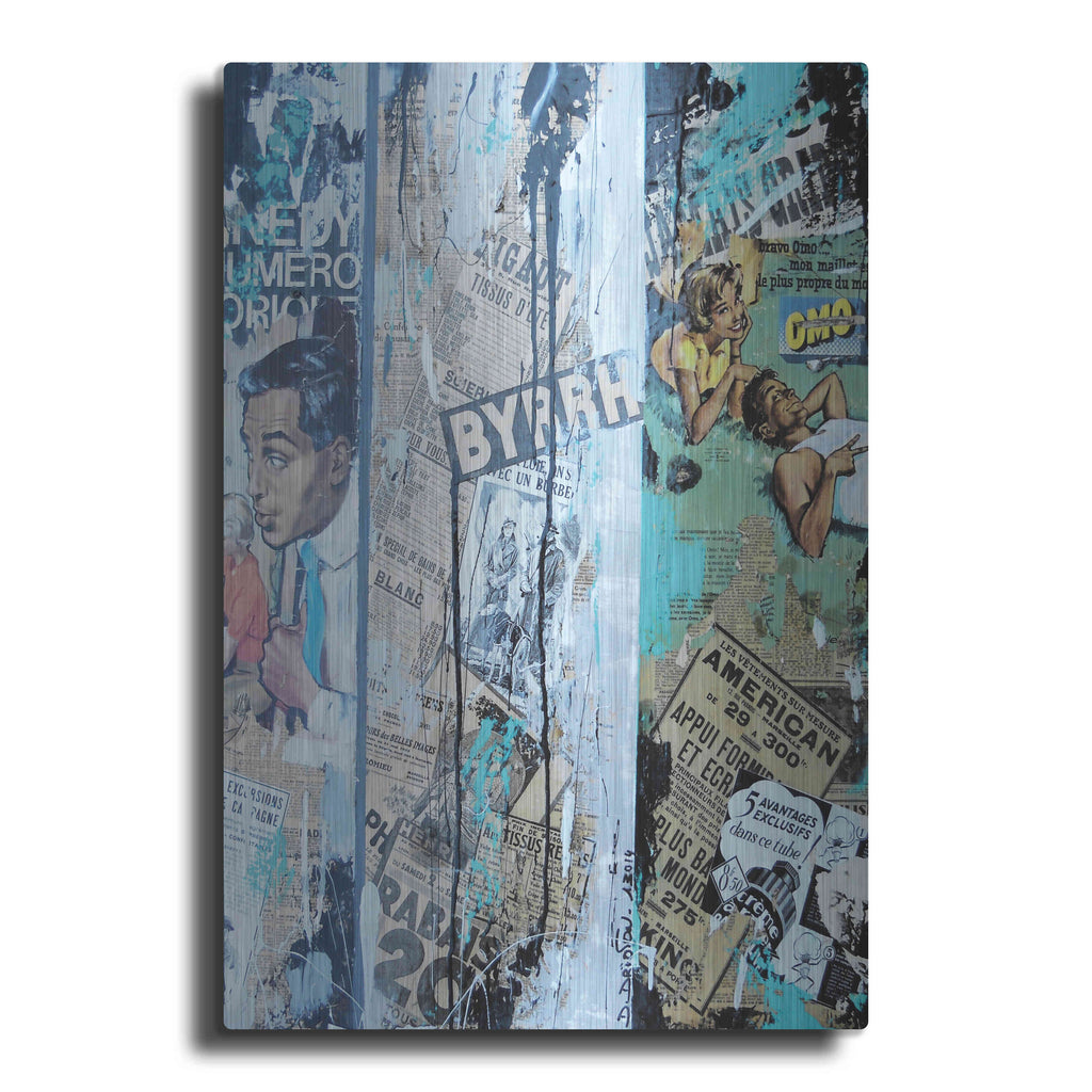 Luxe Metal Art 'Old News 2' by David Drioton, Metal Wall Art