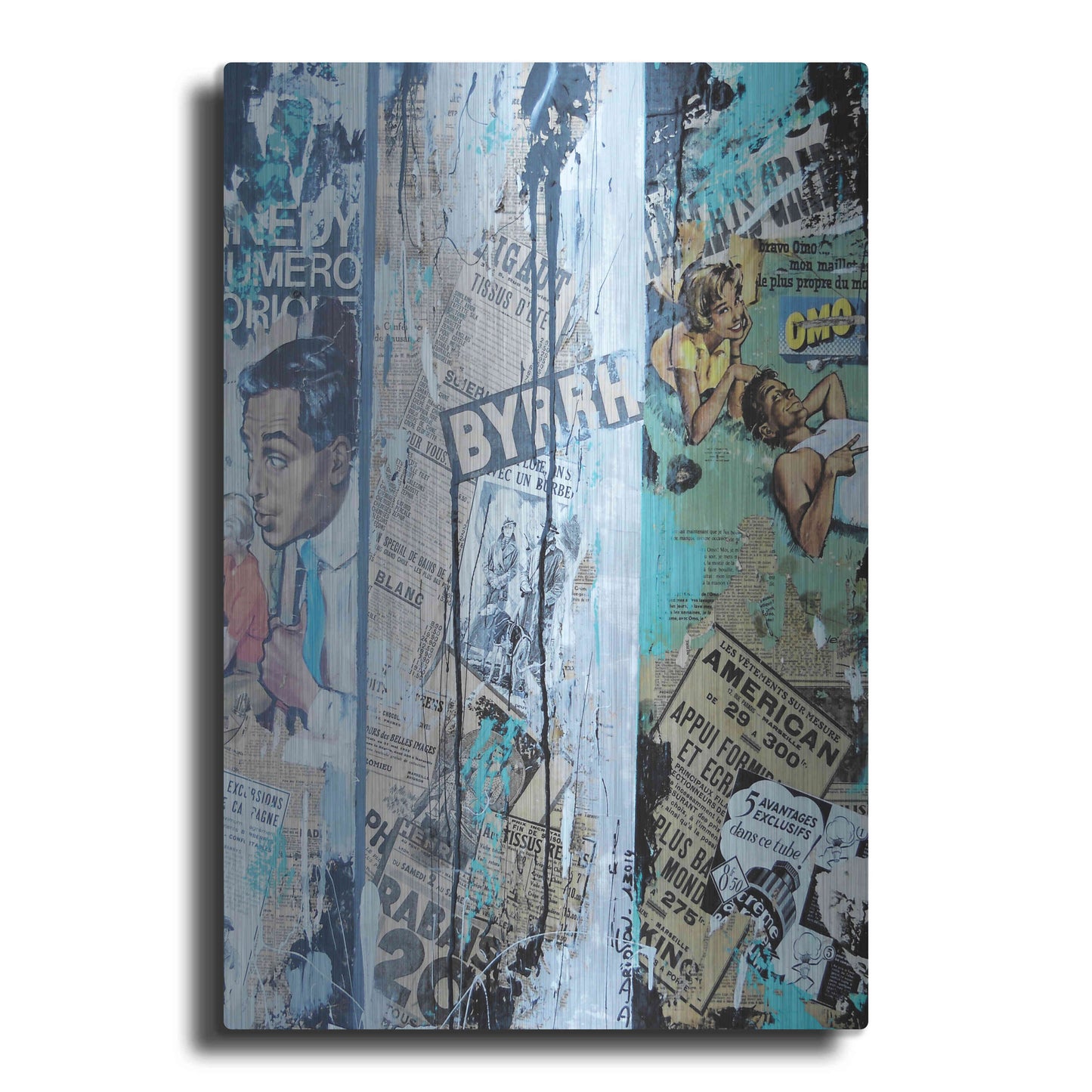 Luxe Metal Art 'Old News 2' by David Drioton, Metal Wall Art