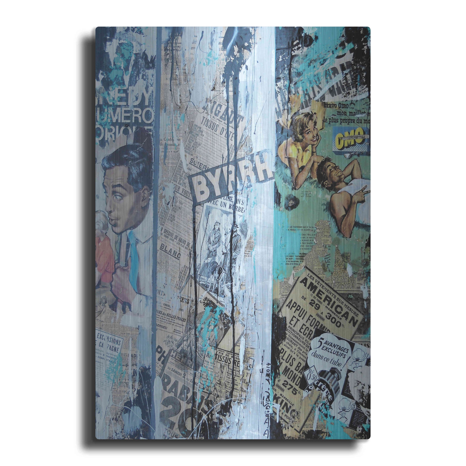 Luxe Metal Art 'Old News 2' by David Drioton, Metal Wall Art