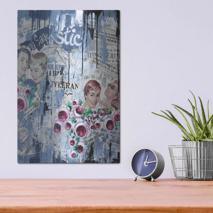 Luxe Metal Art 'Old News 3' by David Drioton, Metal Wall Art,12x16