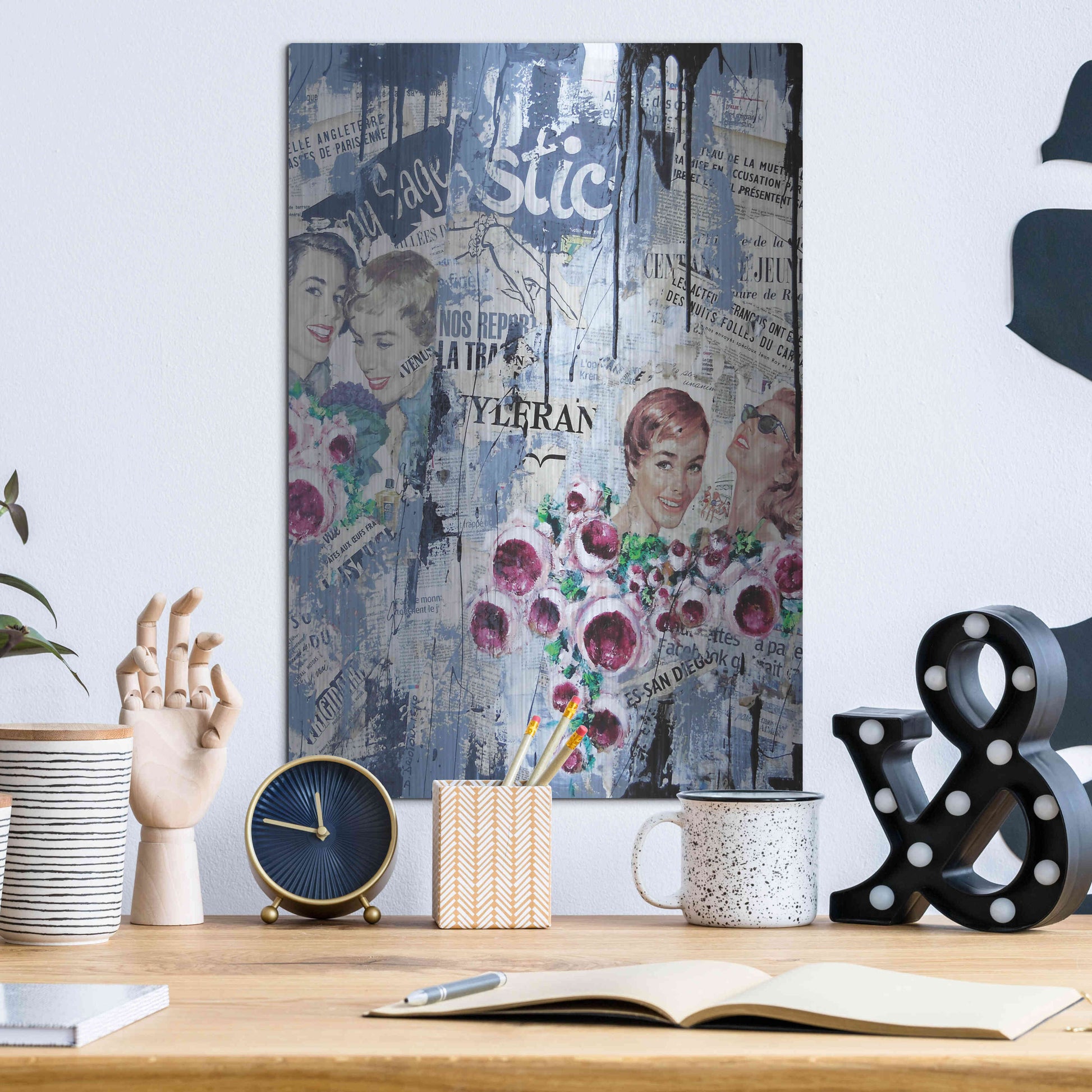 Luxe Metal Art 'Old News 3' by David Drioton, Metal Wall Art,12x16