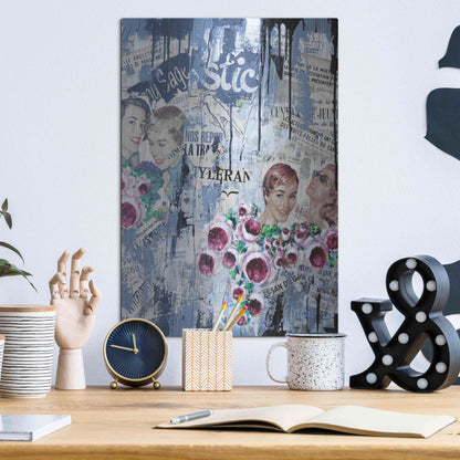 Luxe Metal Art 'Old News 3' by David Drioton, Metal Wall Art,12x16