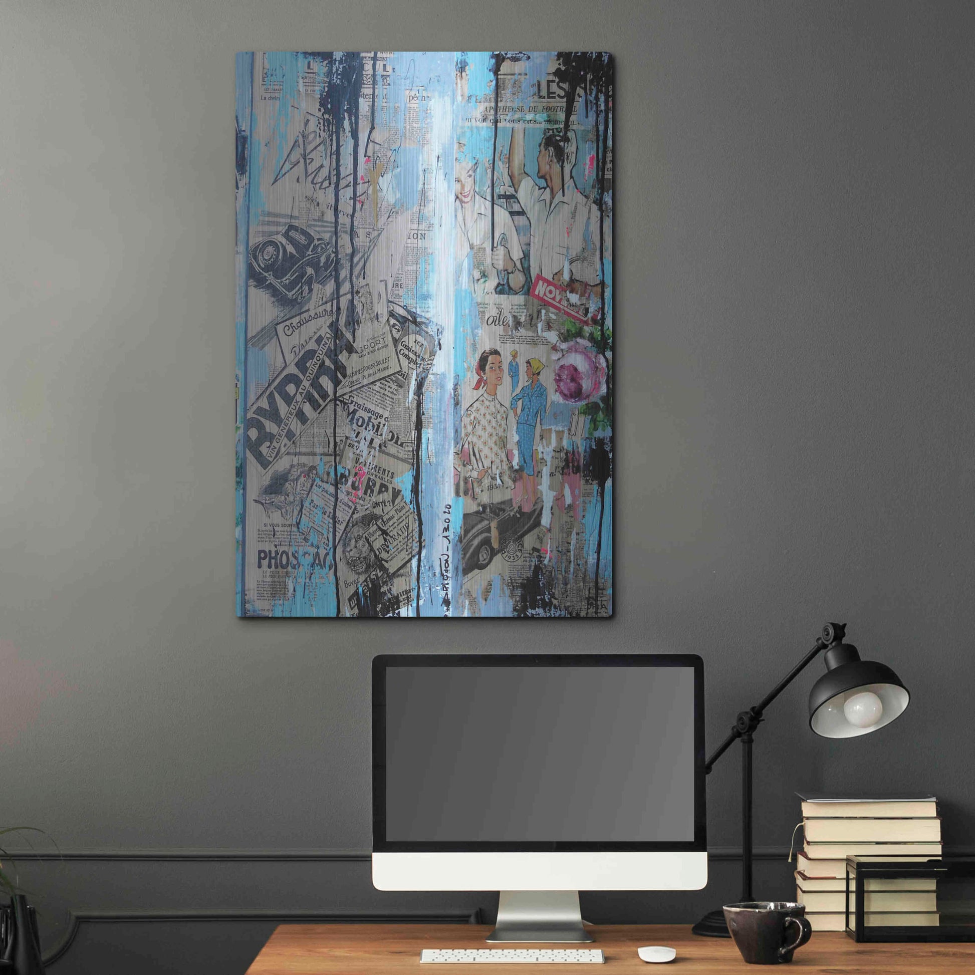 Luxe Metal Art 'Old News' by David Drioton, Metal Wall Art,24x36