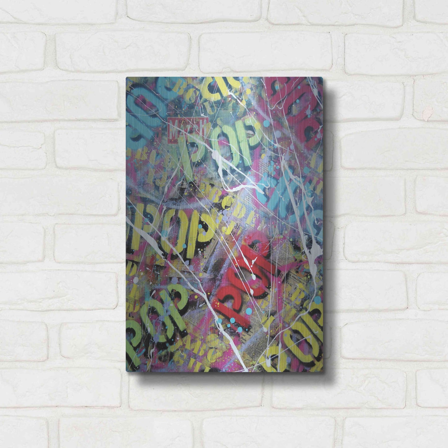 Luxe Metal Art 'Pop as Brushstokes' by David Drioton, Metal Wall Art,12x16
