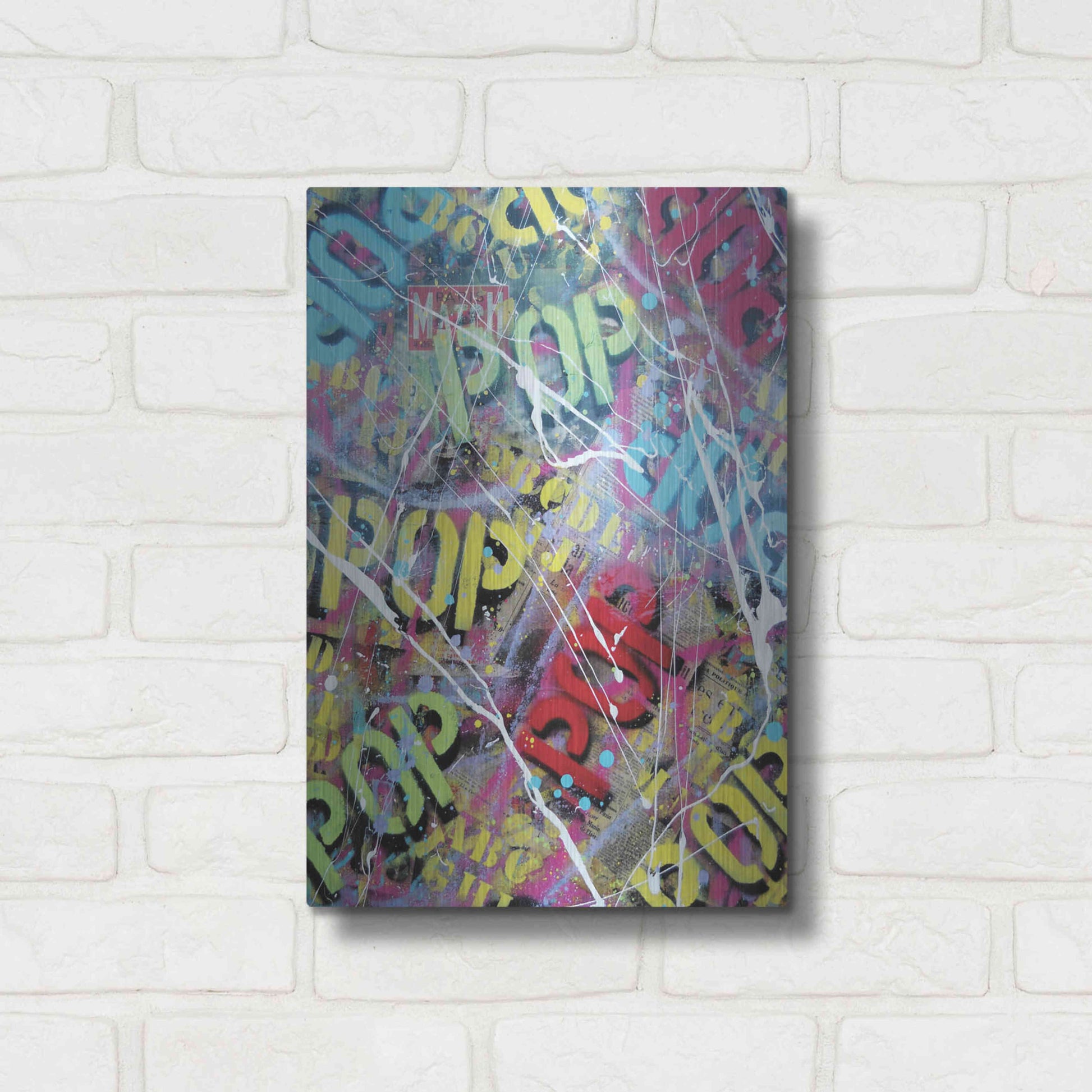 Luxe Metal Art 'Pop as Brushstokes' by David Drioton, Metal Wall Art,12x16