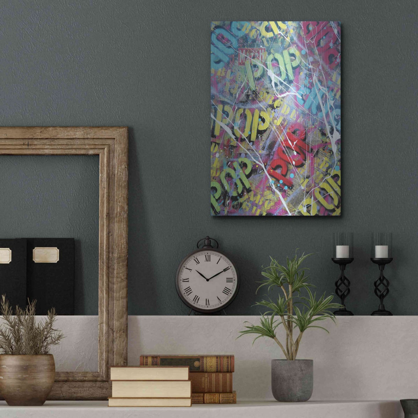 Luxe Metal Art 'Pop as Brushstokes' by David Drioton, Metal Wall Art,12x16