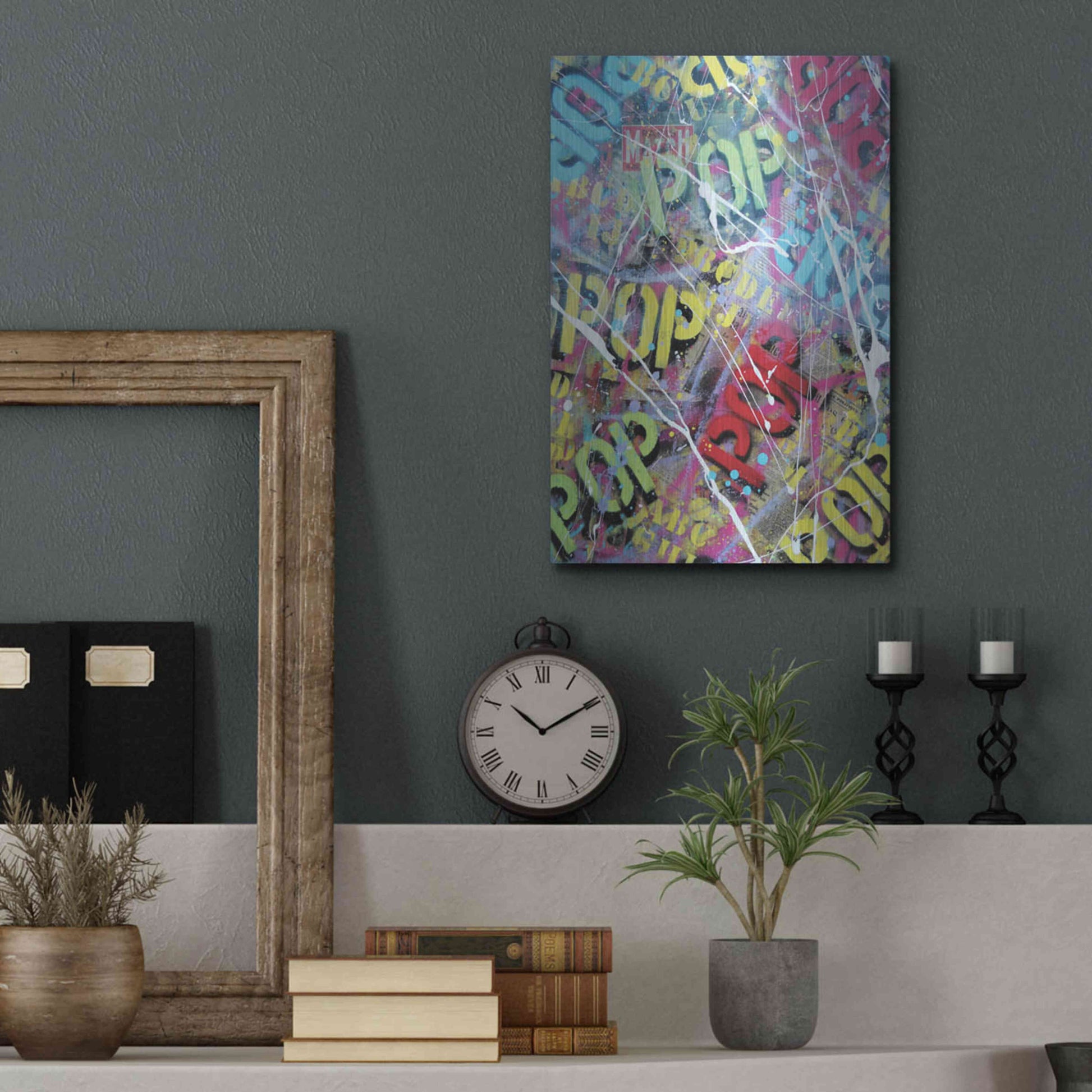 Luxe Metal Art 'Pop as Brushstokes' by David Drioton, Metal Wall Art,12x16