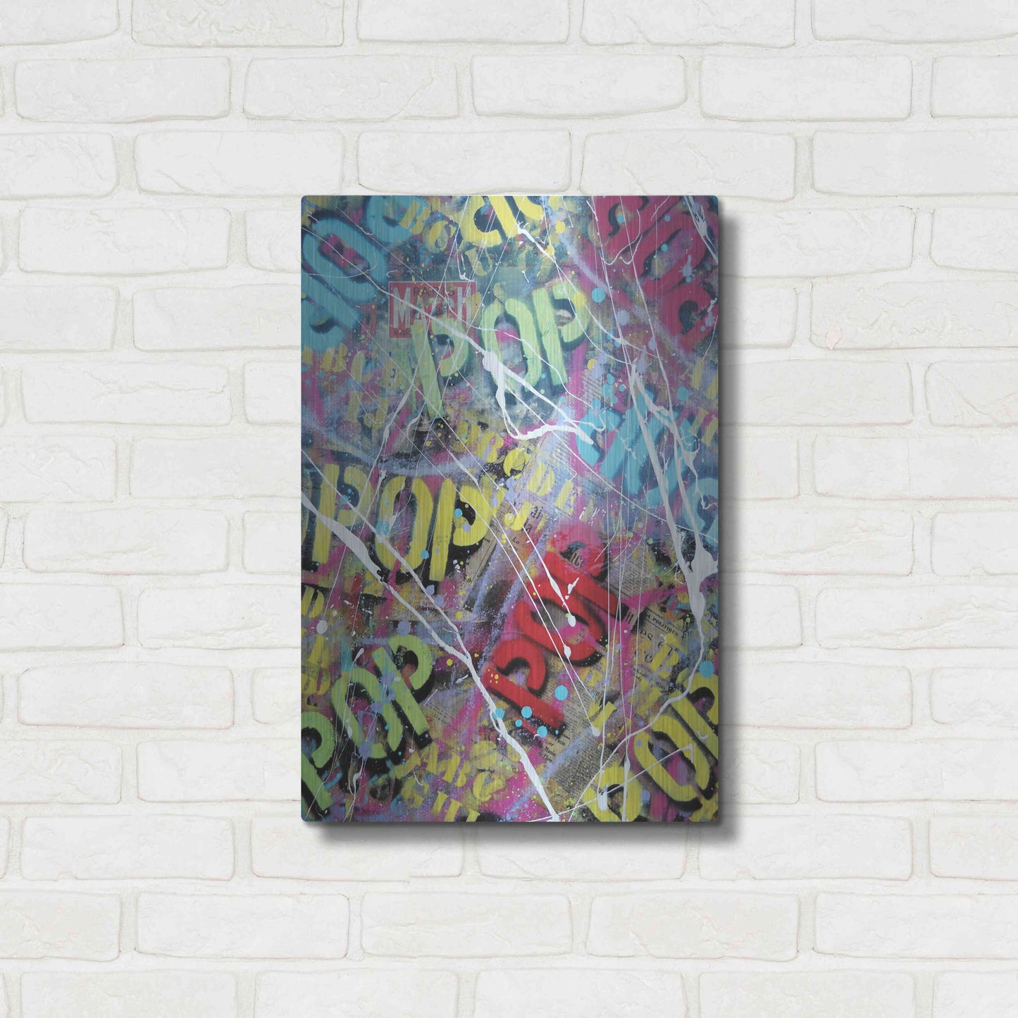 Luxe Metal Art 'Pop as Brushstokes' by David Drioton, Metal Wall Art,16x24