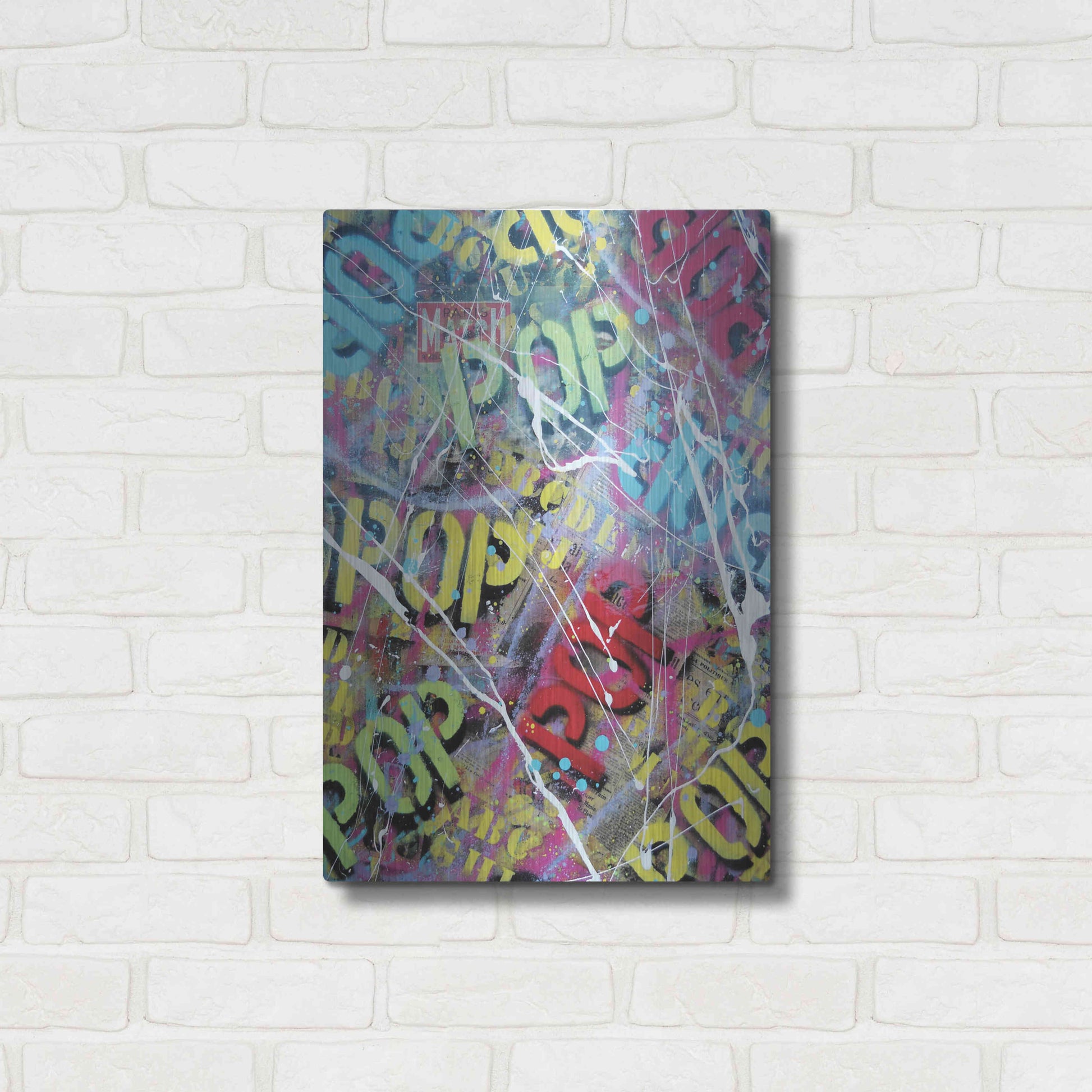 Luxe Metal Art 'Pop as Brushstokes' by David Drioton, Metal Wall Art,16x24