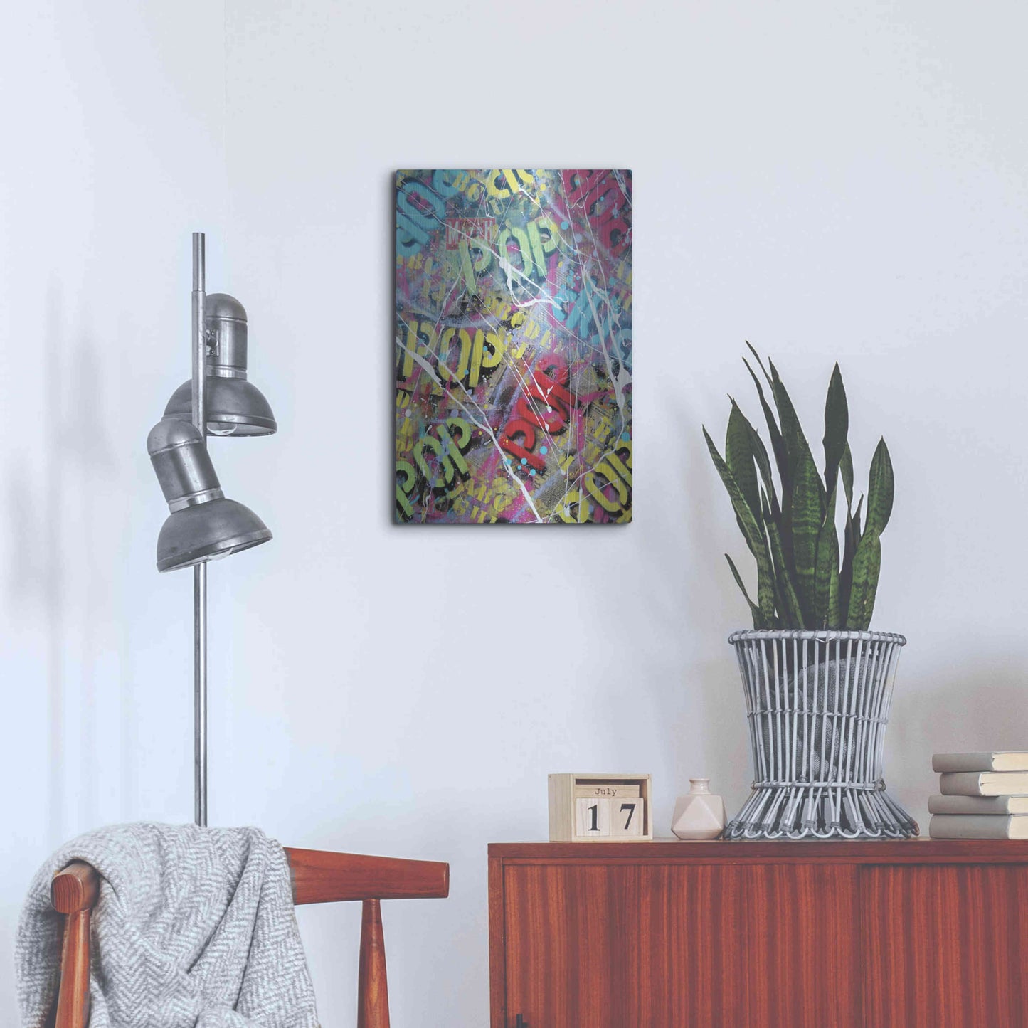 Luxe Metal Art 'Pop as Brushstokes' by David Drioton, Metal Wall Art,16x24