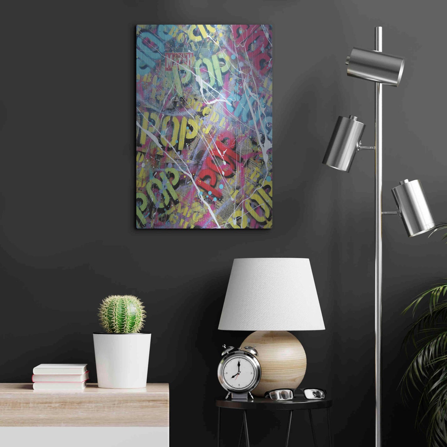 Luxe Metal Art 'Pop as Brushstokes' by David Drioton, Metal Wall Art,16x24