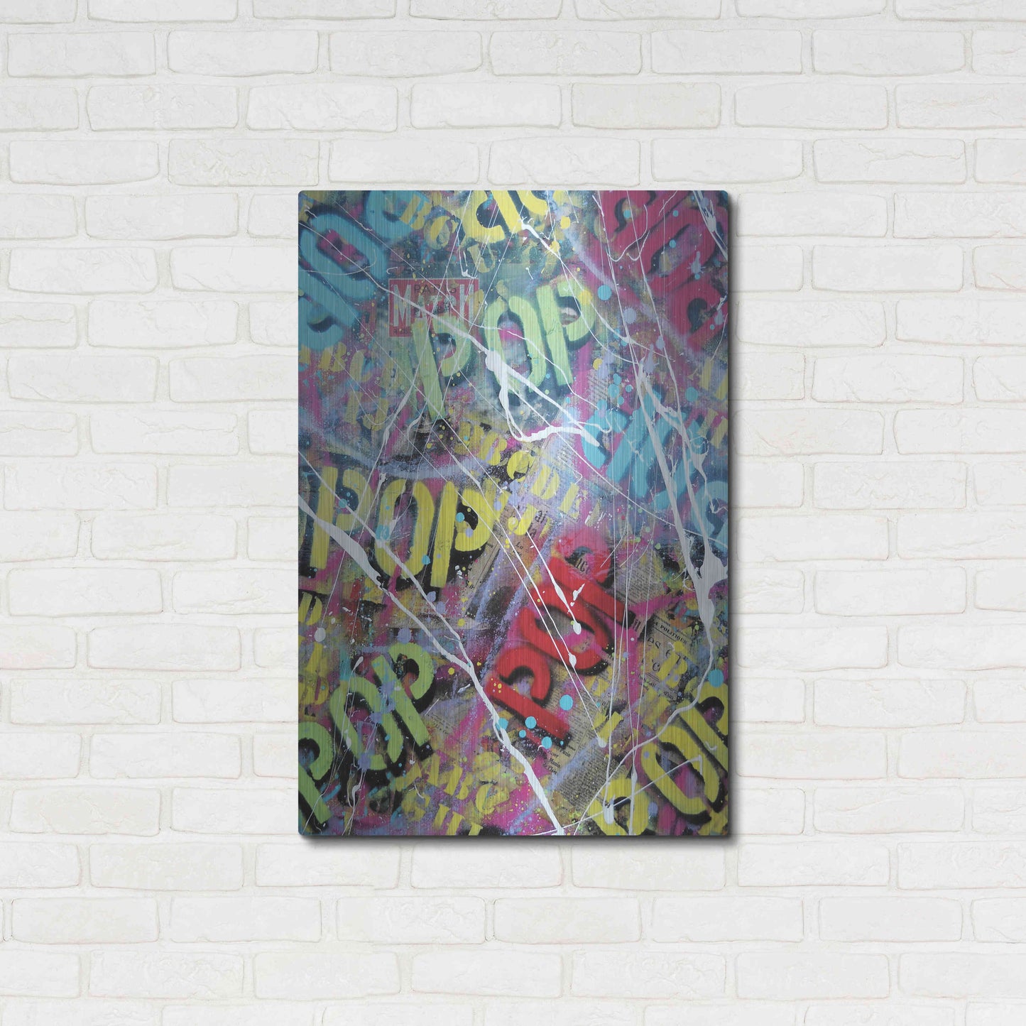 Luxe Metal Art 'Pop as Brushstokes' by David Drioton, Metal Wall Art,24x36