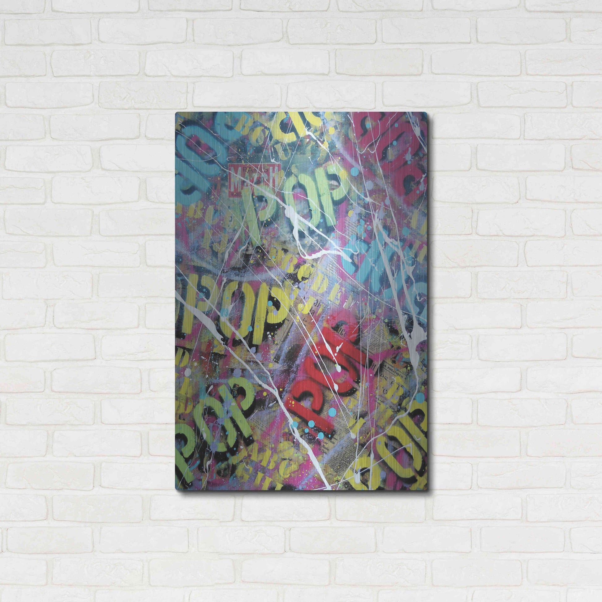 Luxe Metal Art 'Pop as Brushstokes' by David Drioton, Metal Wall Art,24x36