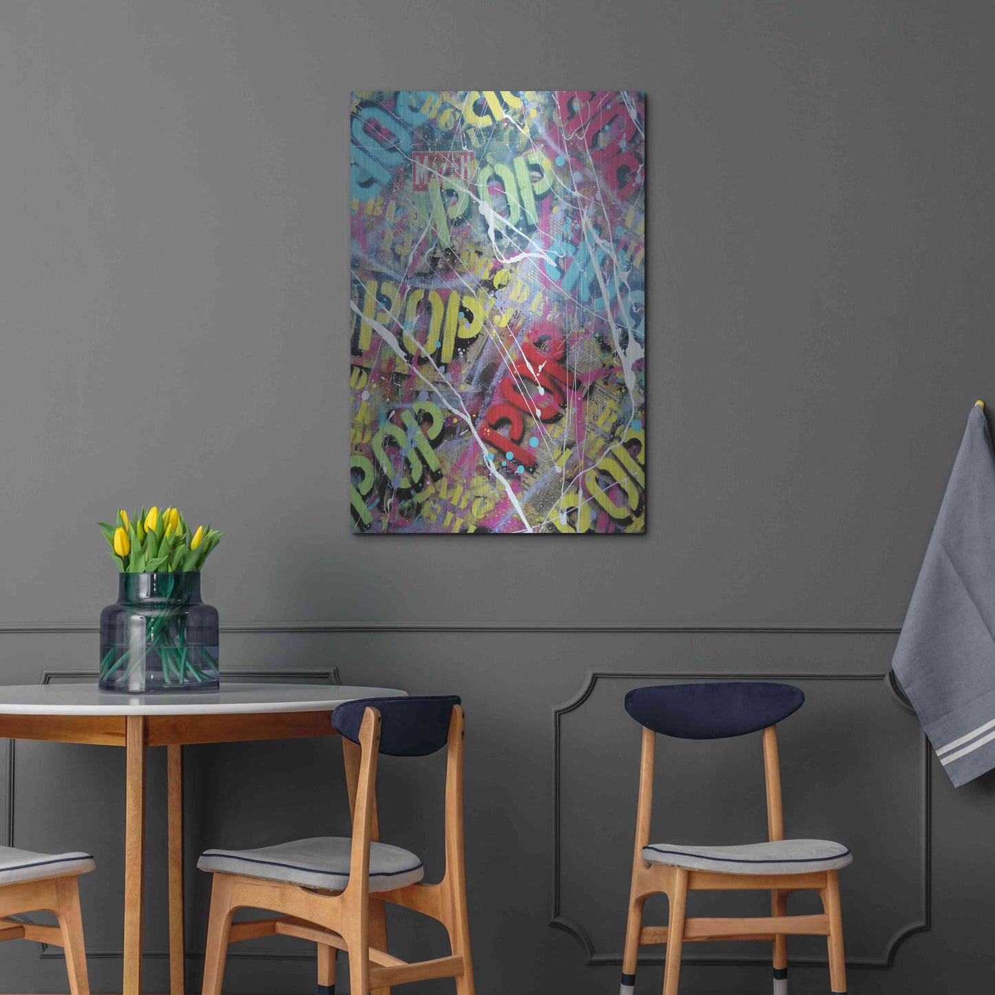 Luxe Metal Art 'Pop as Brushstokes' by David Drioton, Metal Wall Art,24x36