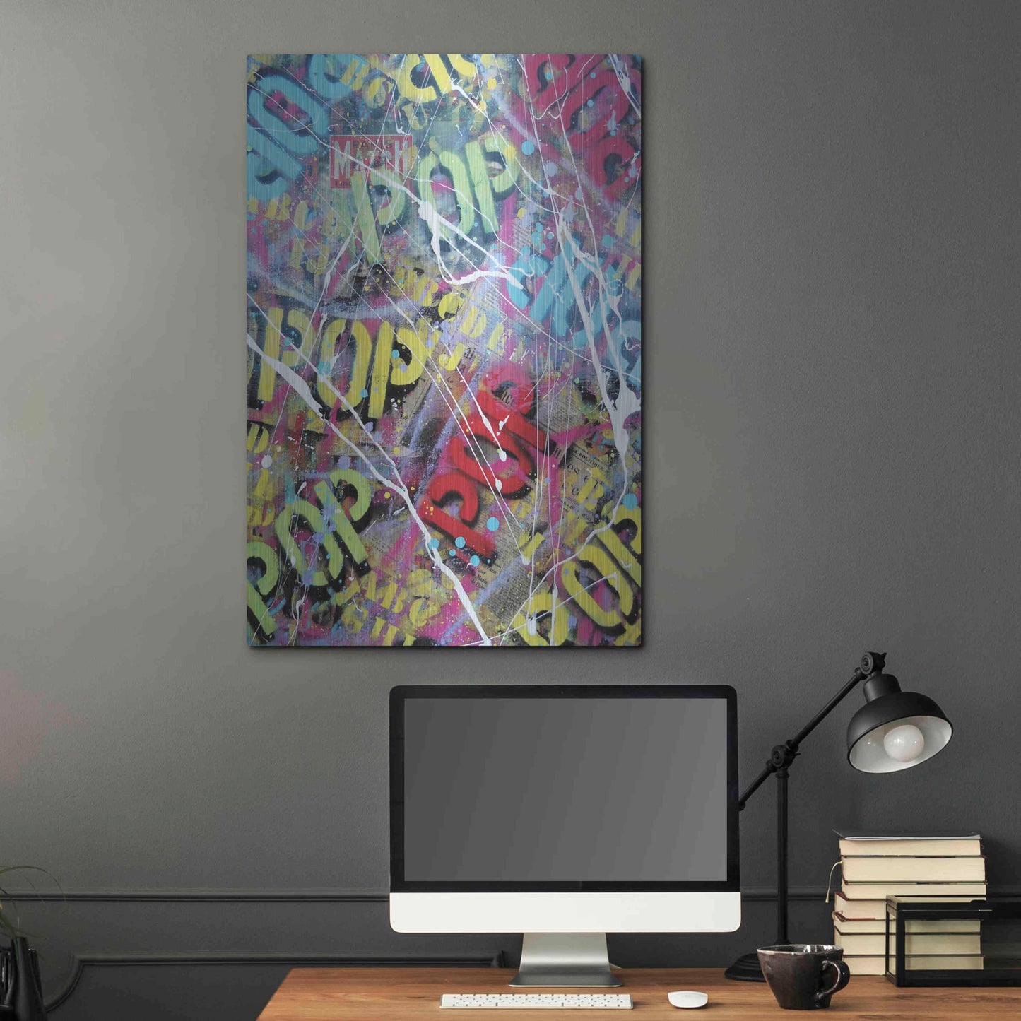 Luxe Metal Art 'Pop as Brushstokes' by David Drioton, Metal Wall Art,24x36