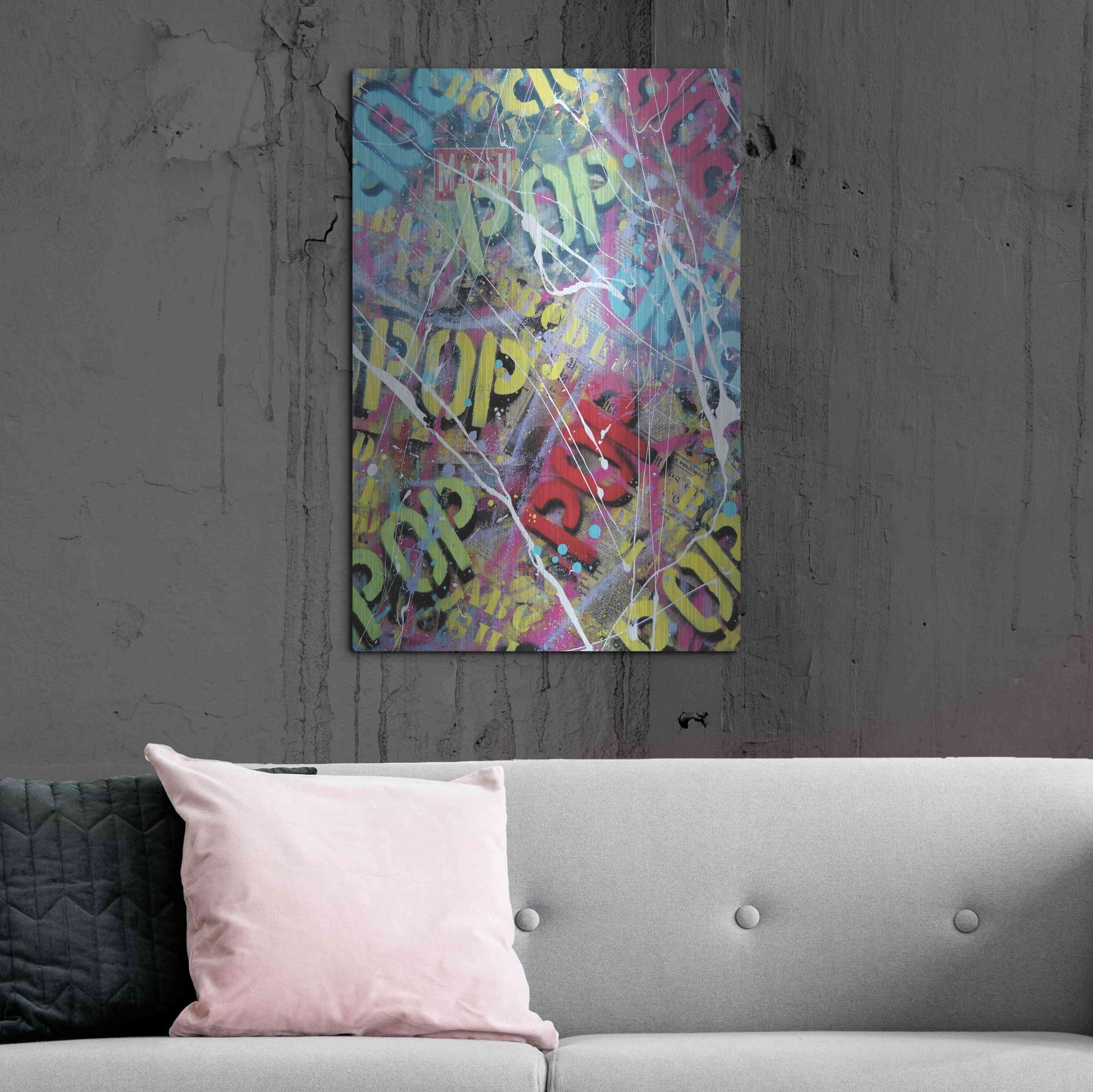 Luxe Metal Art 'Pop as Brushstokes' by David Drioton, Metal Wall Art,24x36