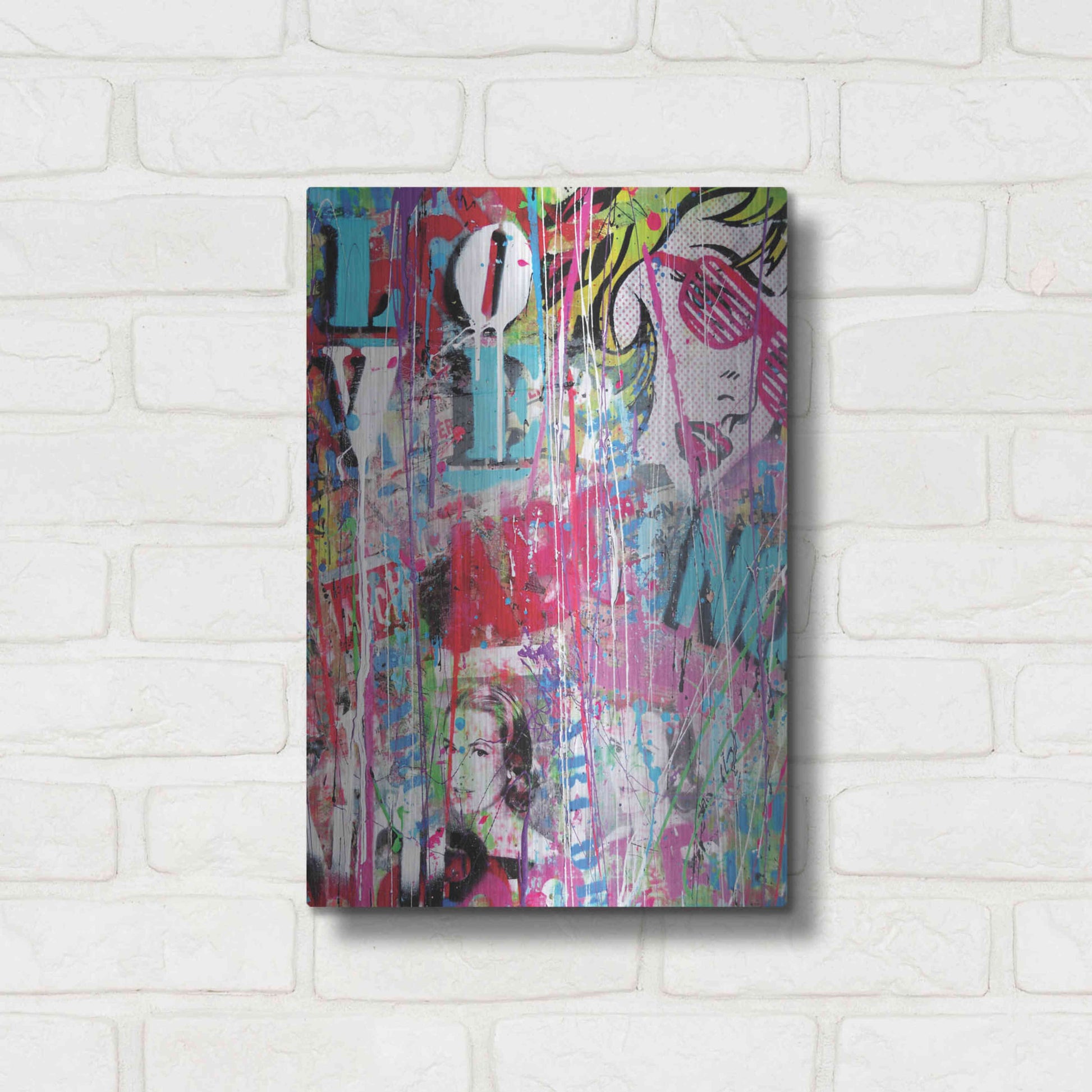 Luxe Metal Art 'Pop Love' by David Drioton, Metal Wall Art,12x16