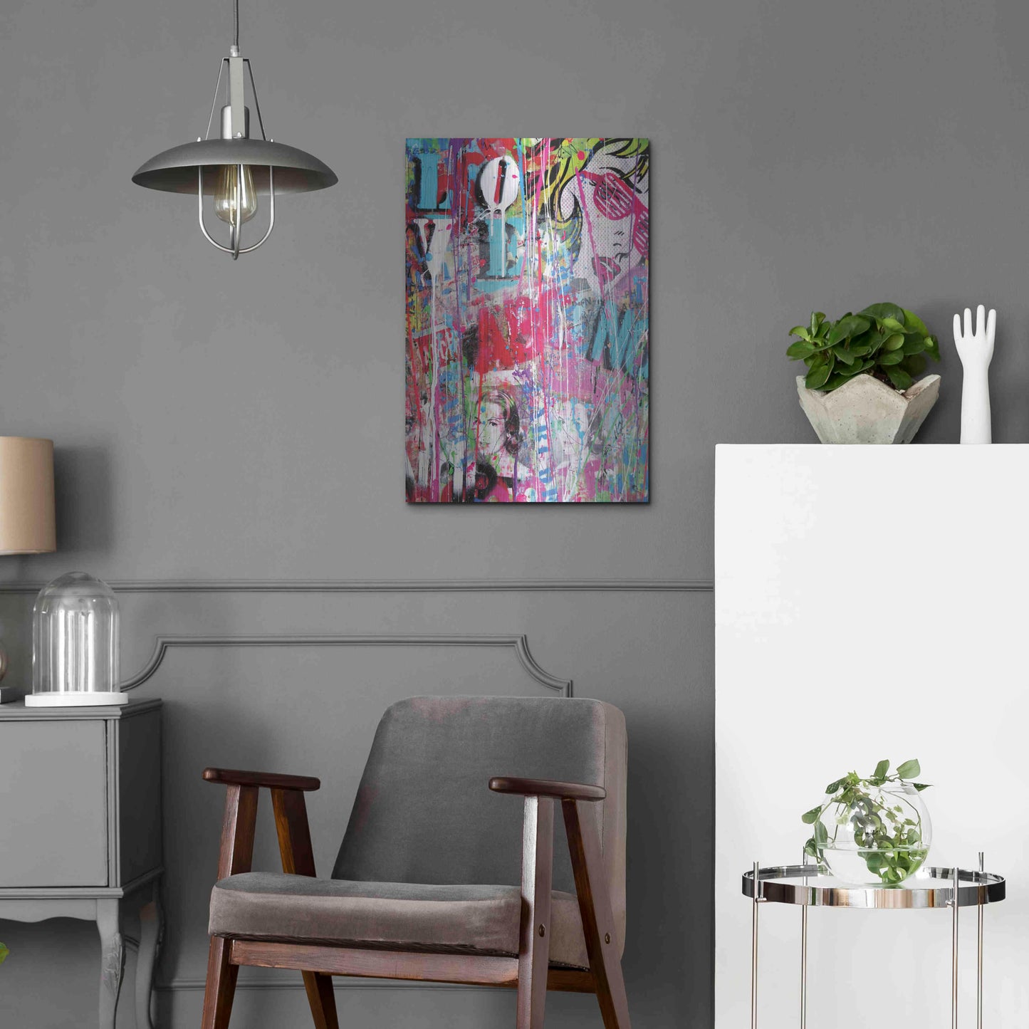 Luxe Metal Art 'Pop Love' by David Drioton, Metal Wall Art,16x24